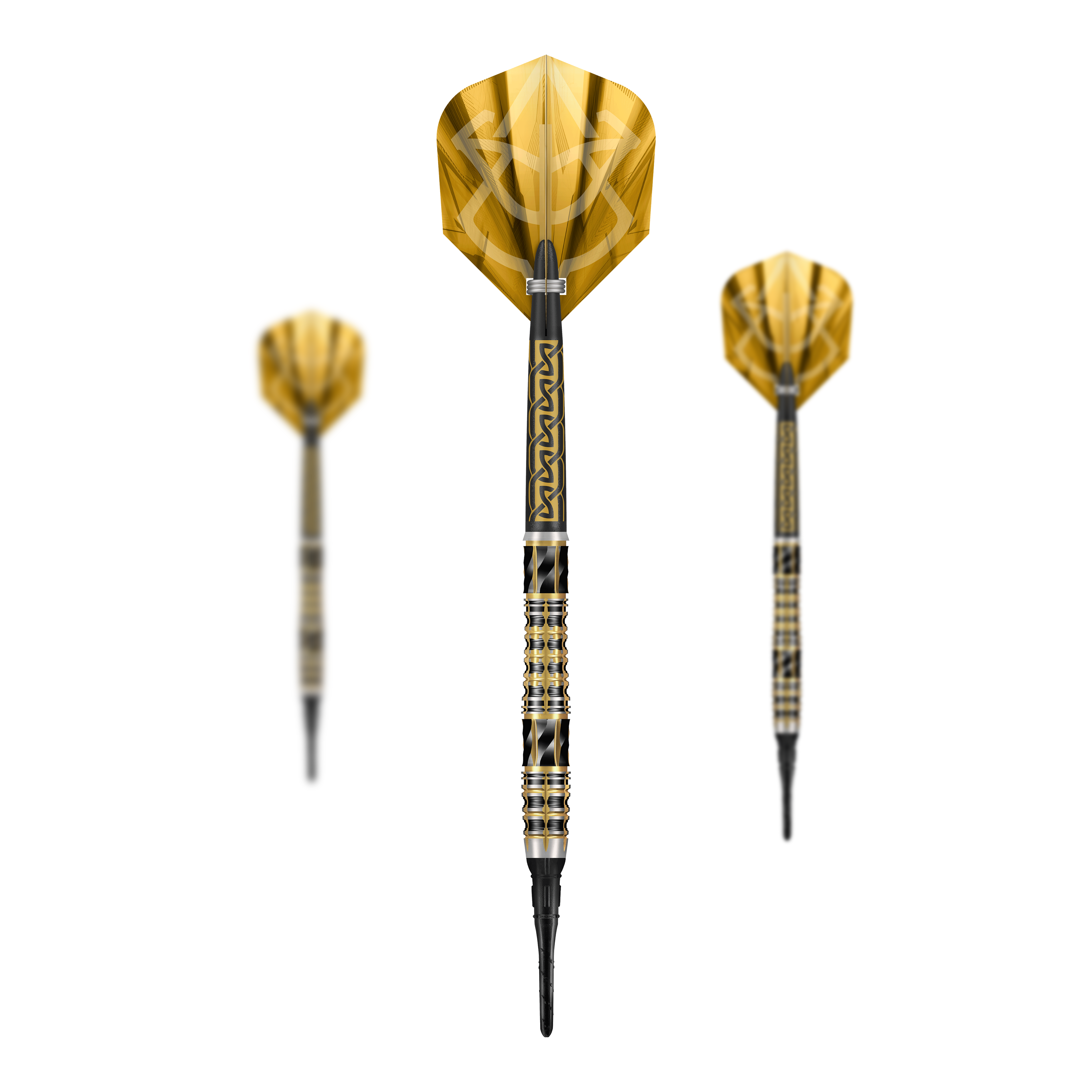 Shot Alchemy Auro Softdarts - 20g Abgebildet sind die Shot Alchemy Auro Softdarts mit 20g Gewicht. Der Fokus liegt auf dem Design und der Verarbeitung der Softdarts.