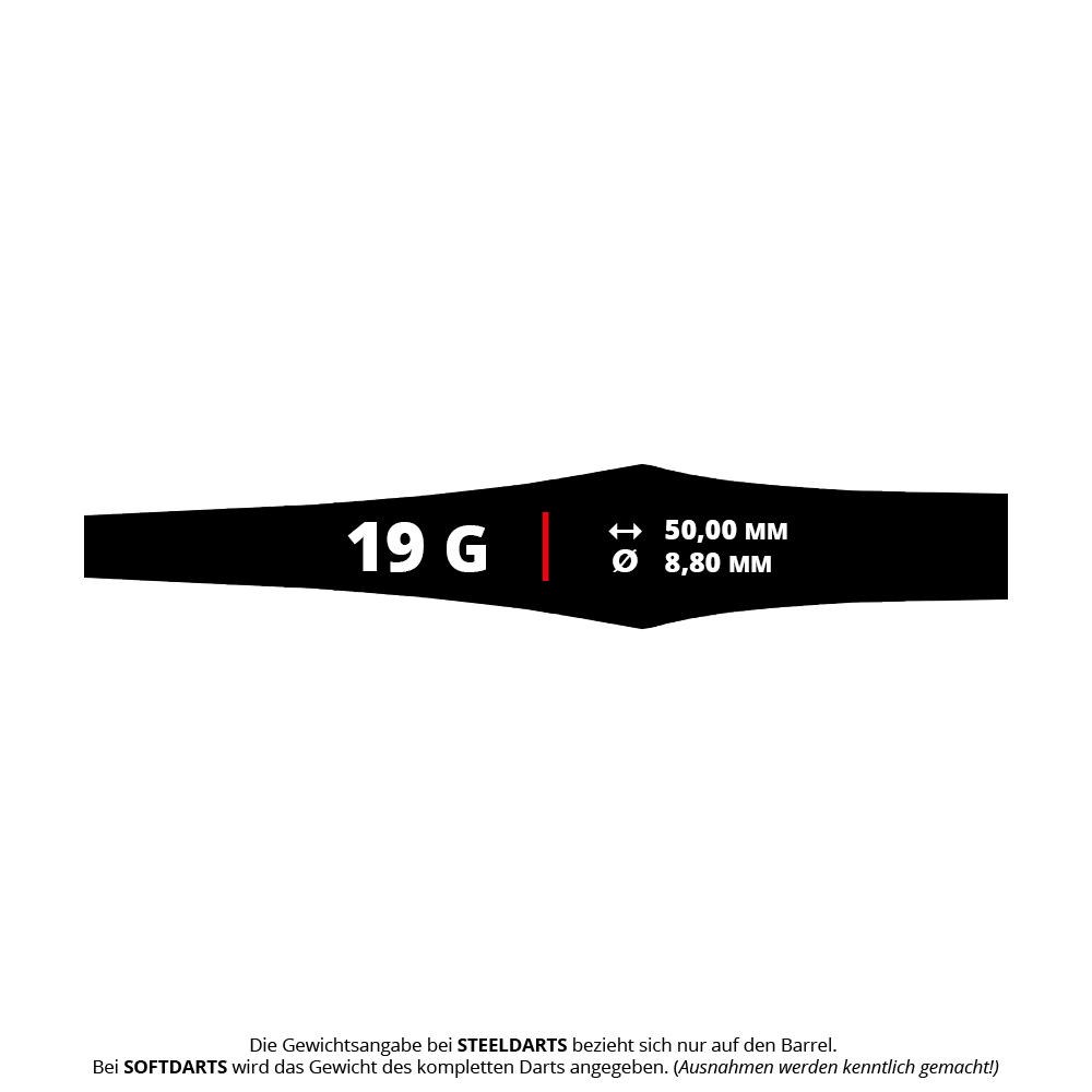 Abgebildet sind die Caliburn Starships Series Sunspear Steeldarts mit 19 Gramm. Die Darts sind speziell für Dartspieler konzipiert.