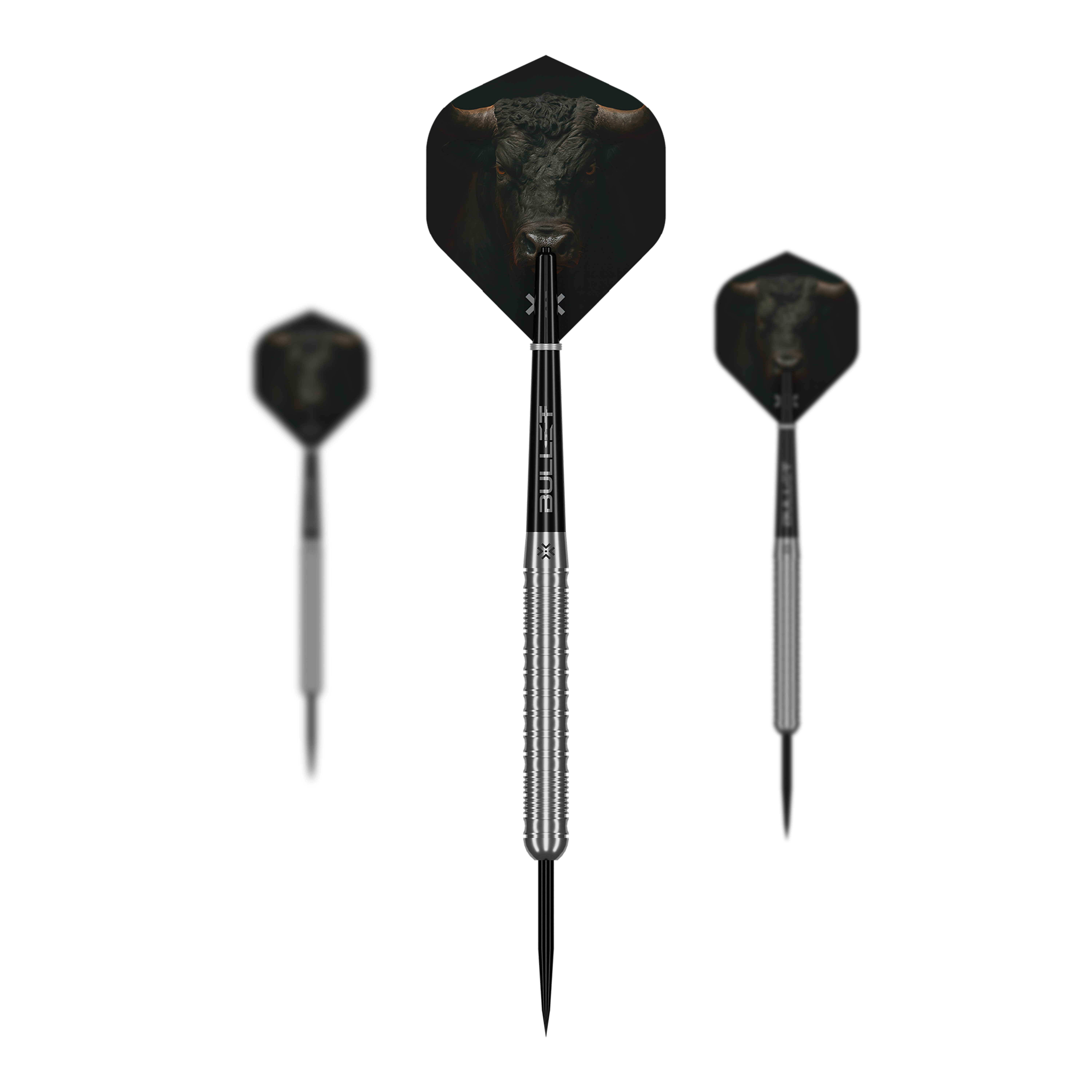 Dieses Bild präsentiert die Bullet Fury Steel Darts. Diese Steeldarts zeichnen sich durch ihre Robustheit aus.