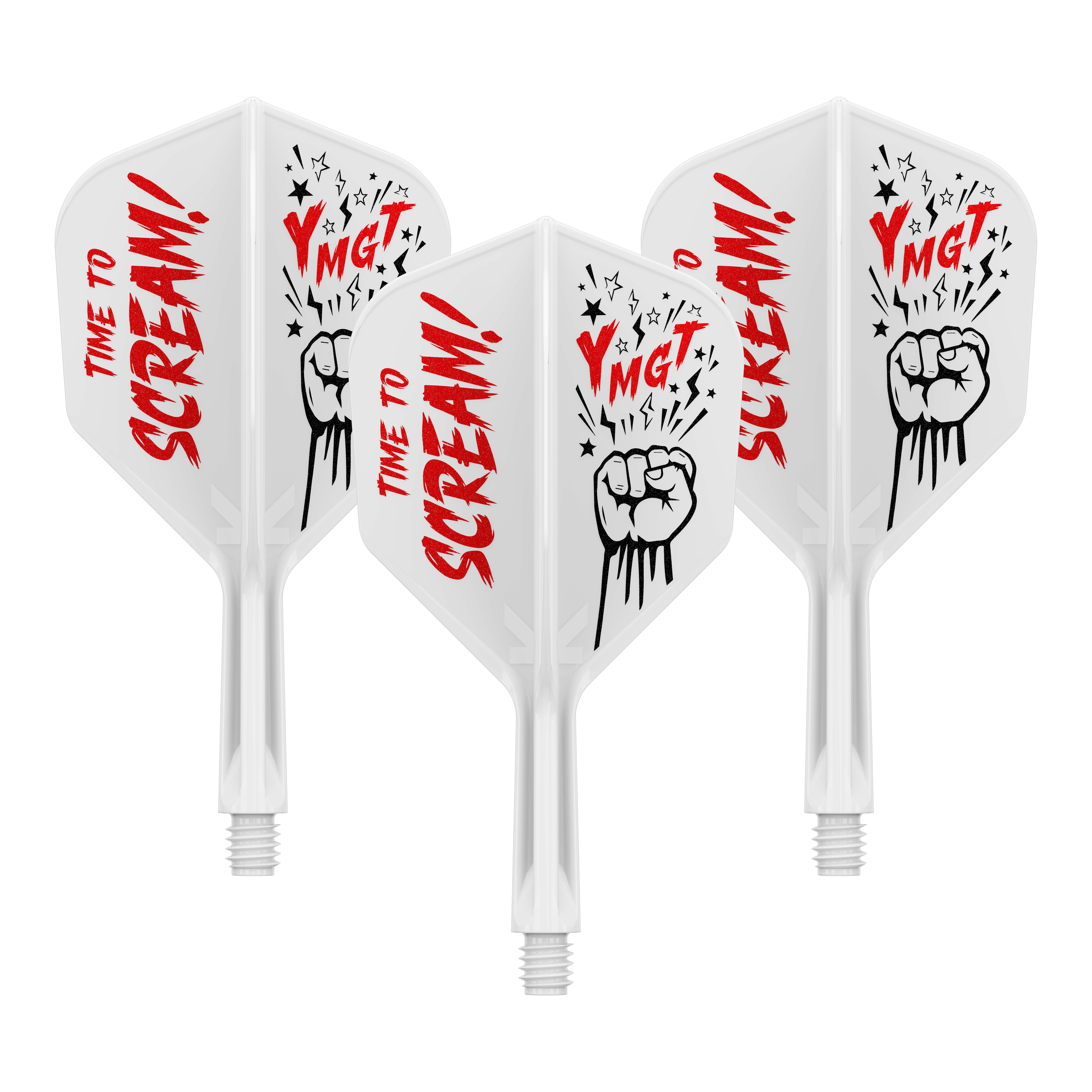 Zu sehen ist das Produkt 410242_Target_Japan_K-Flex_Scream_No6_Flight-Shafts-System_19mm_1Set. Es dürfte sich um einen Dartflight mit Schaftsystem handeln.