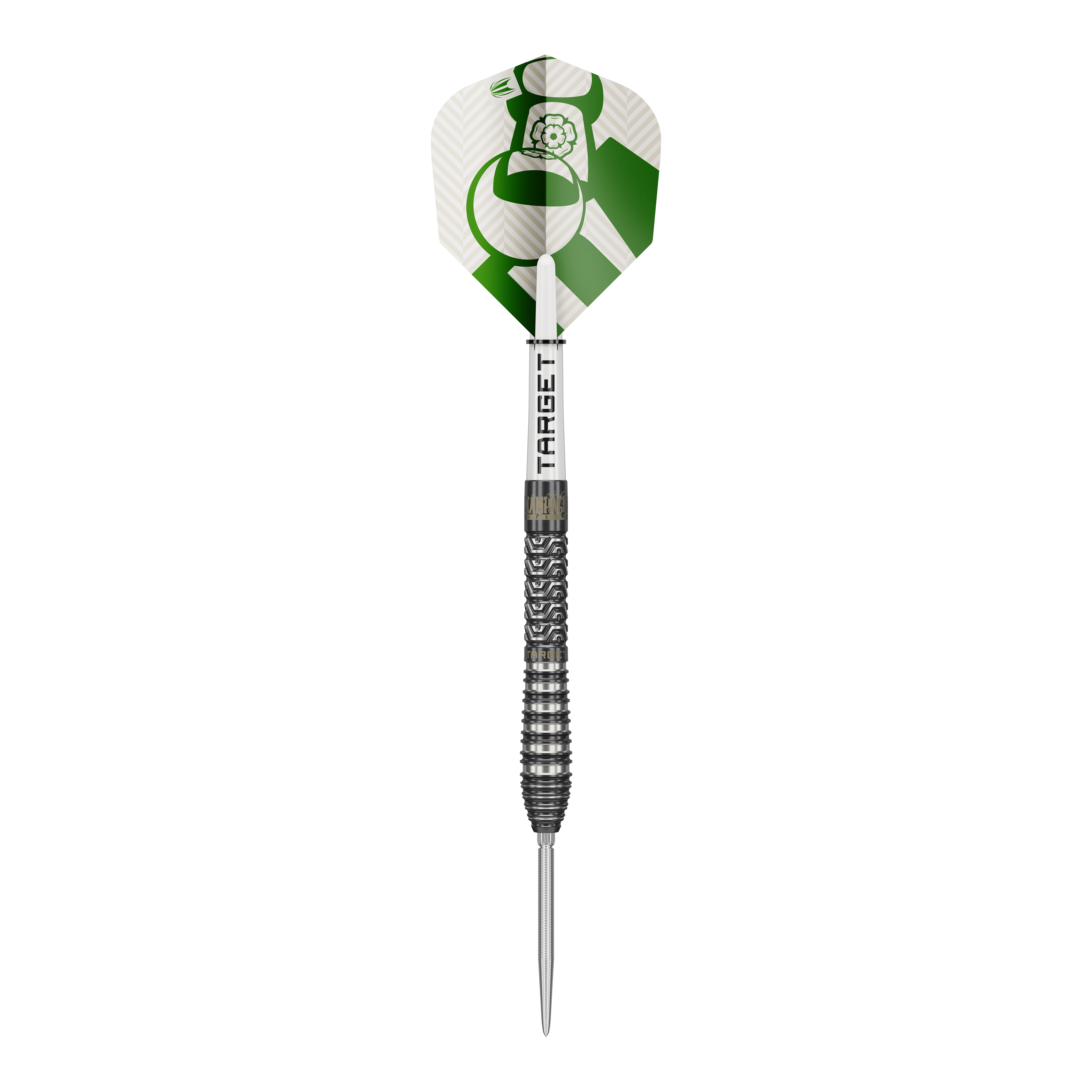 Zu sehen ist Target Charlie Manby Swiss Points Steeldarts. Das Bild präsentiert einen einzelnen Dart aus dem Set.