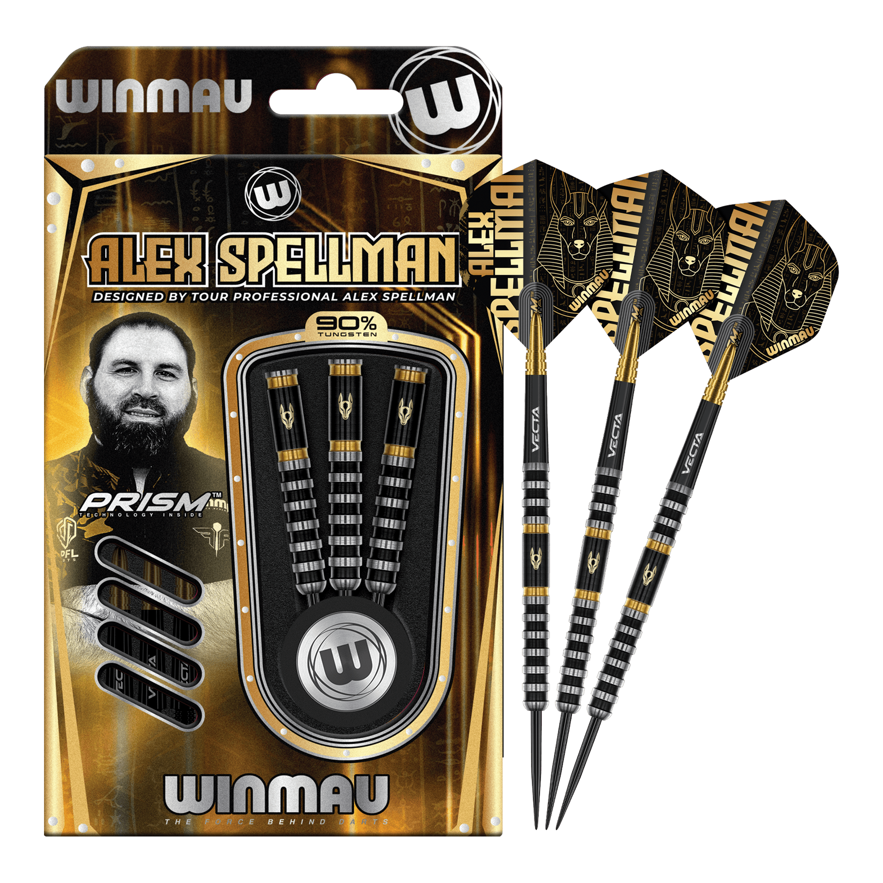 Winmau Alex Spellman Steeldarts werden auf diesem Bild vollständig gezeigt. Das Produkt ist für professionelle und Hobbyspieler geeignet.