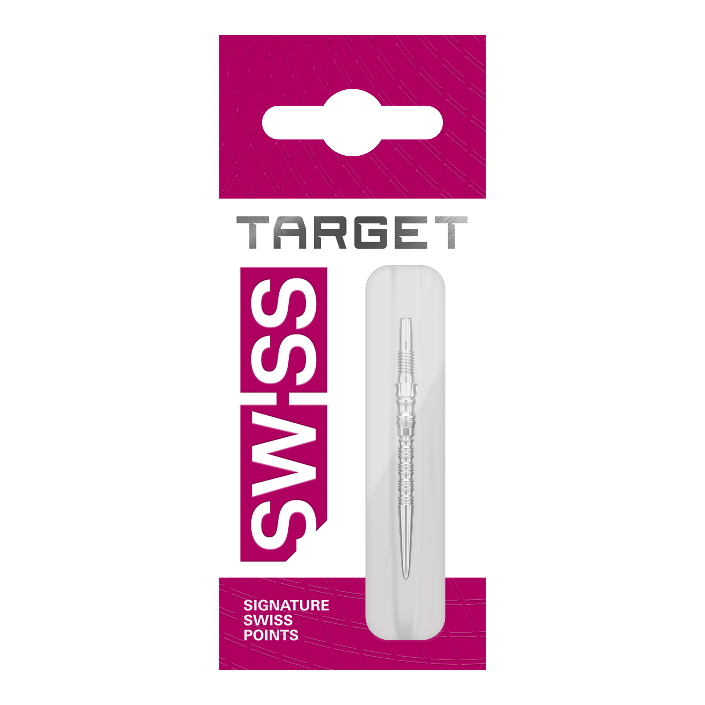 Target Signature Swiss Point TRB steel dart tips - silver Drei silberne Dartspitzen liegen nebeneinander. Das Bild zeigt vermutlich 'Target SwissPoint Signature TRB Dartspitzen' mit einer Länge von 30 mm.