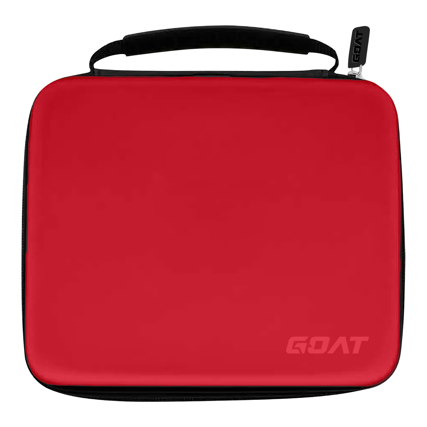 GOAT Locker XXL Dart Wallet Das Bild zeigt ein rotes Etui mit schwarzem Griff und Reißverschluss. In der unteren rechten Ecke steht das Wort „GOAT“.