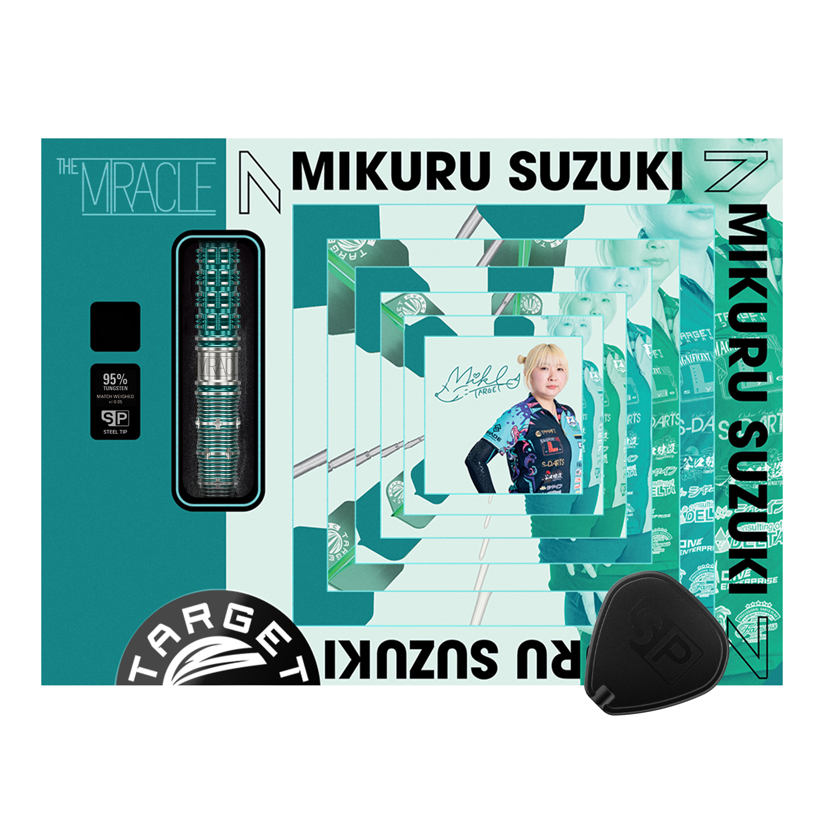Hier sieht man Target Japan Mikuru Suzuki The Miracle GEN7 Swiss Point Steeldarts - 23g. Die Steeldarts beeindrucken durch ihre Form und Verarbeitung.