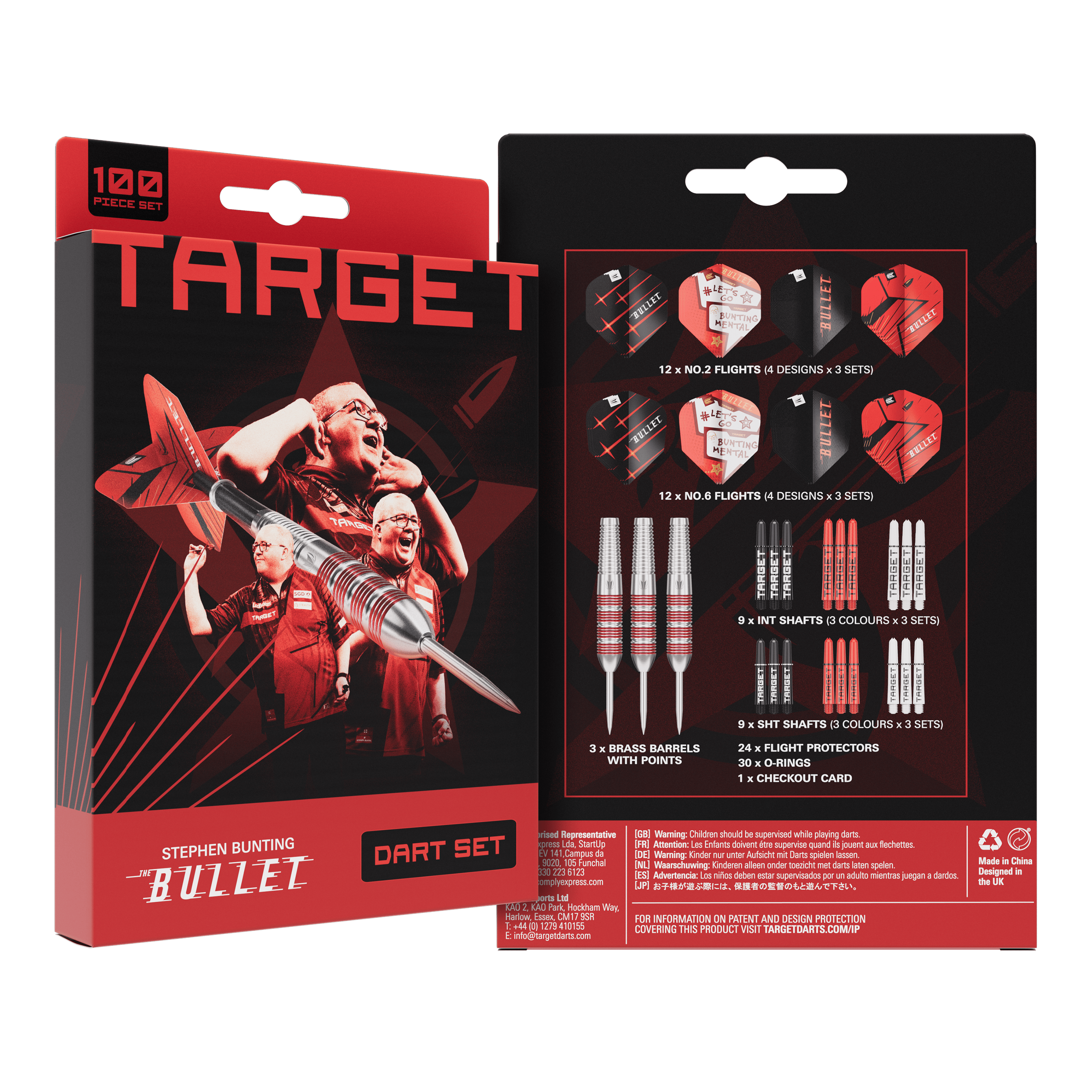 Target Stephen Bunting Bullet 100 Piece Brass Steeldart Set - 22g Target Stephen Bunting Bullet 100 Piece Brass Steeldart Set - 22g