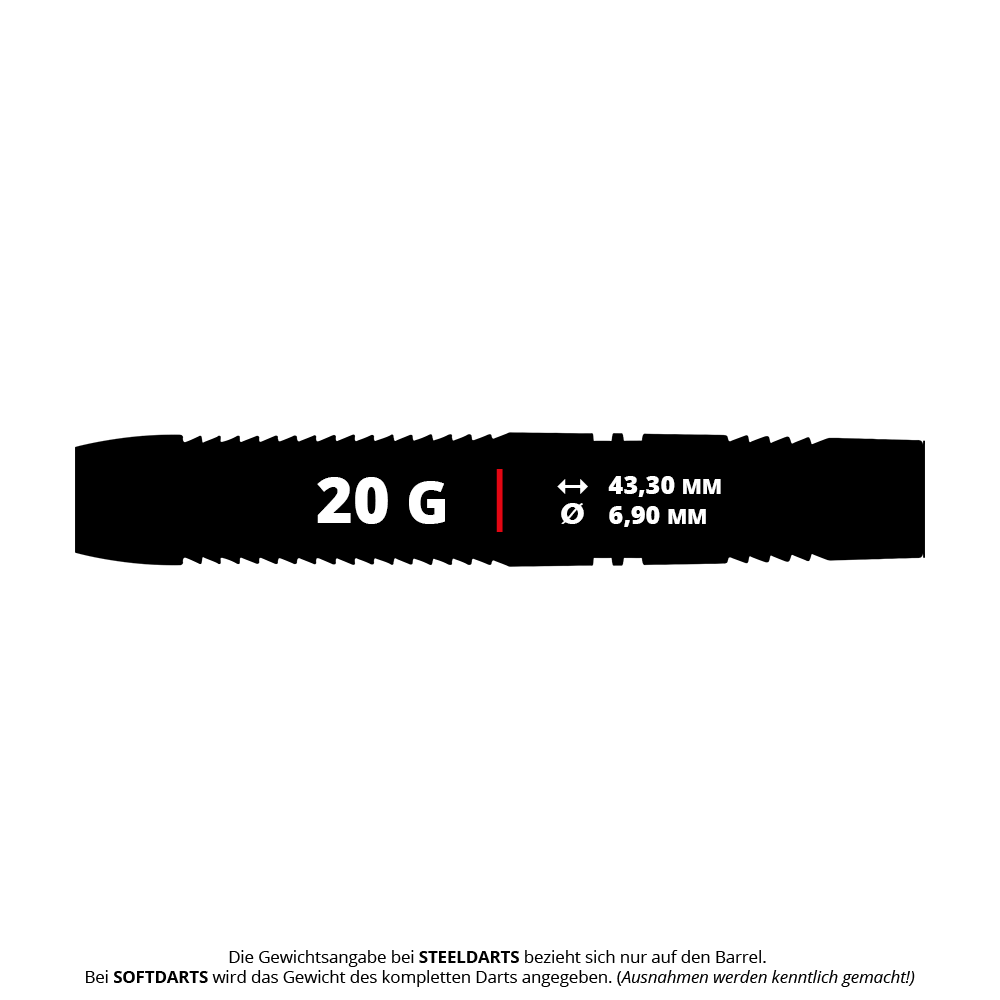 Winmau Callisto 03 Softdarts mit 20 Gramm Gewicht abgebildet. Die Softdarts sind für das Dartspiel geeignet.