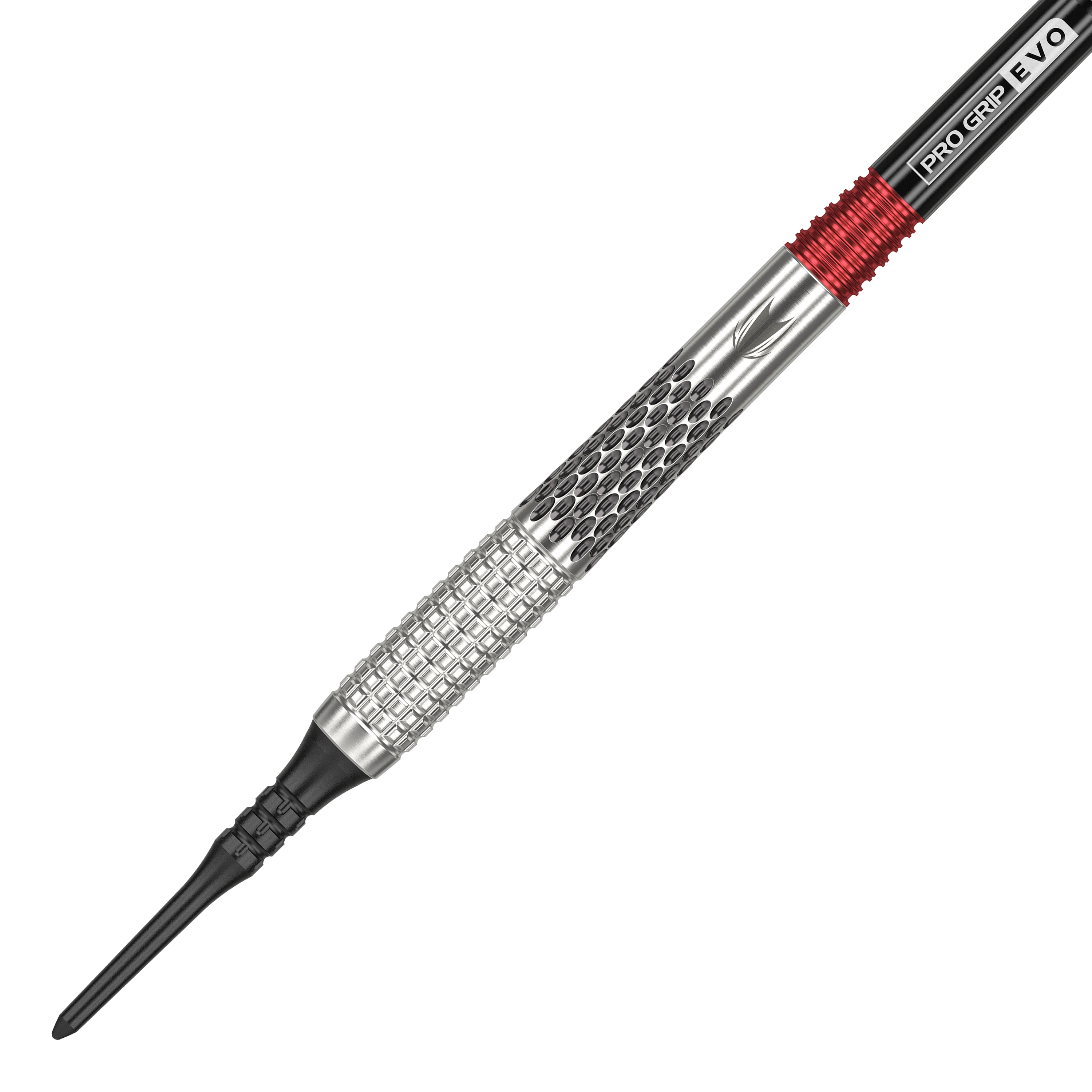 Target Stephen Bunting GEN5 Soft Darts - 18g Das Bild zeigt einen Target Stephen Bunting GEN5 Softdart mit einem Gewicht von 18g. Der Dart hat ein silbernes Griffstück mit schwarzen und roten Akzenten.