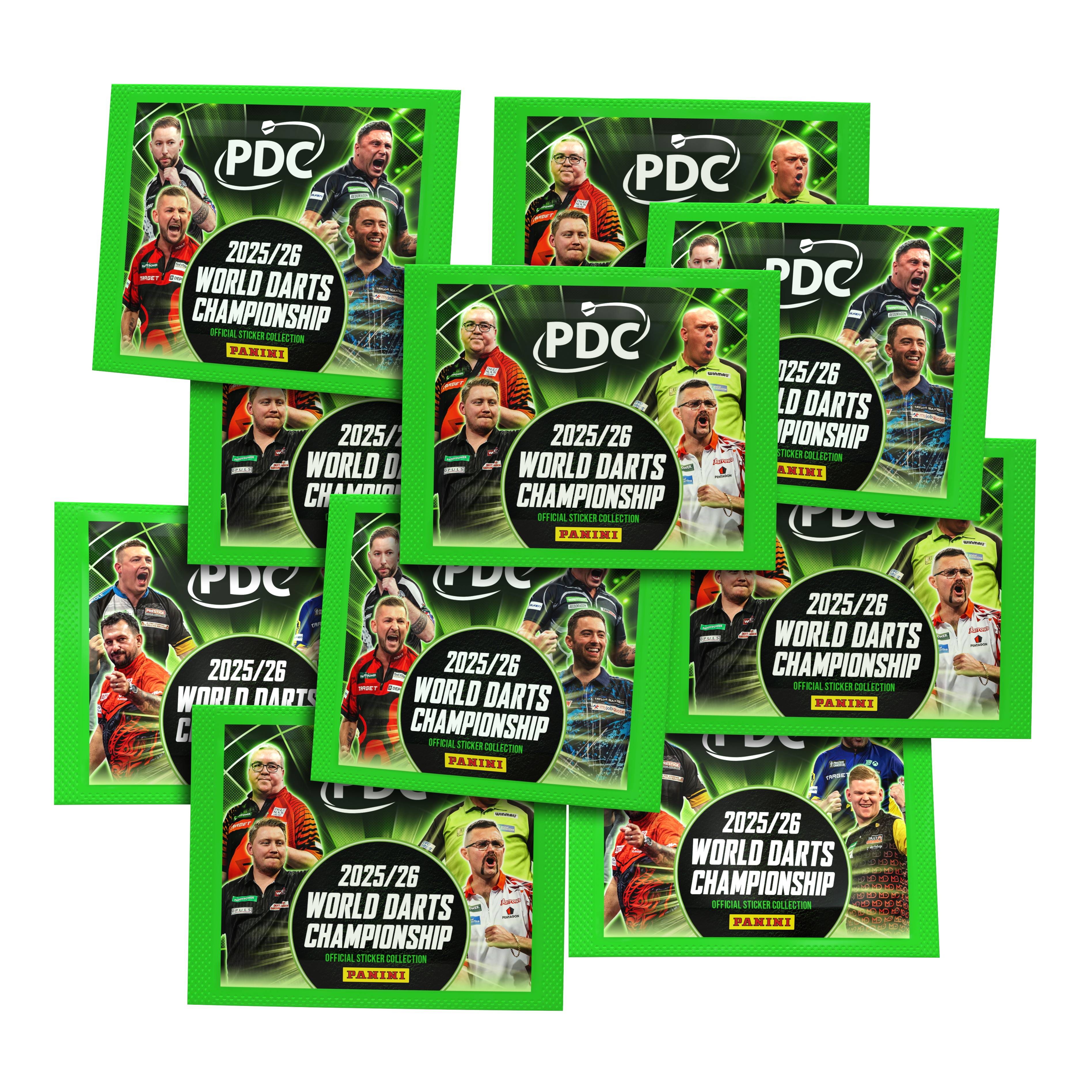 Panini PDC World Darts Championship 2025/26 - Softcover Starter Bundle with 10 Sticker Packs Hier ist das Panini PDC World Darts Championship 2025/26 - Softcover Starter Bundle mit 10 Sticker Packs zu sehen. Das Set beinhaltet das offizielle Stickerheft und mehrere Stickerpäckchen.