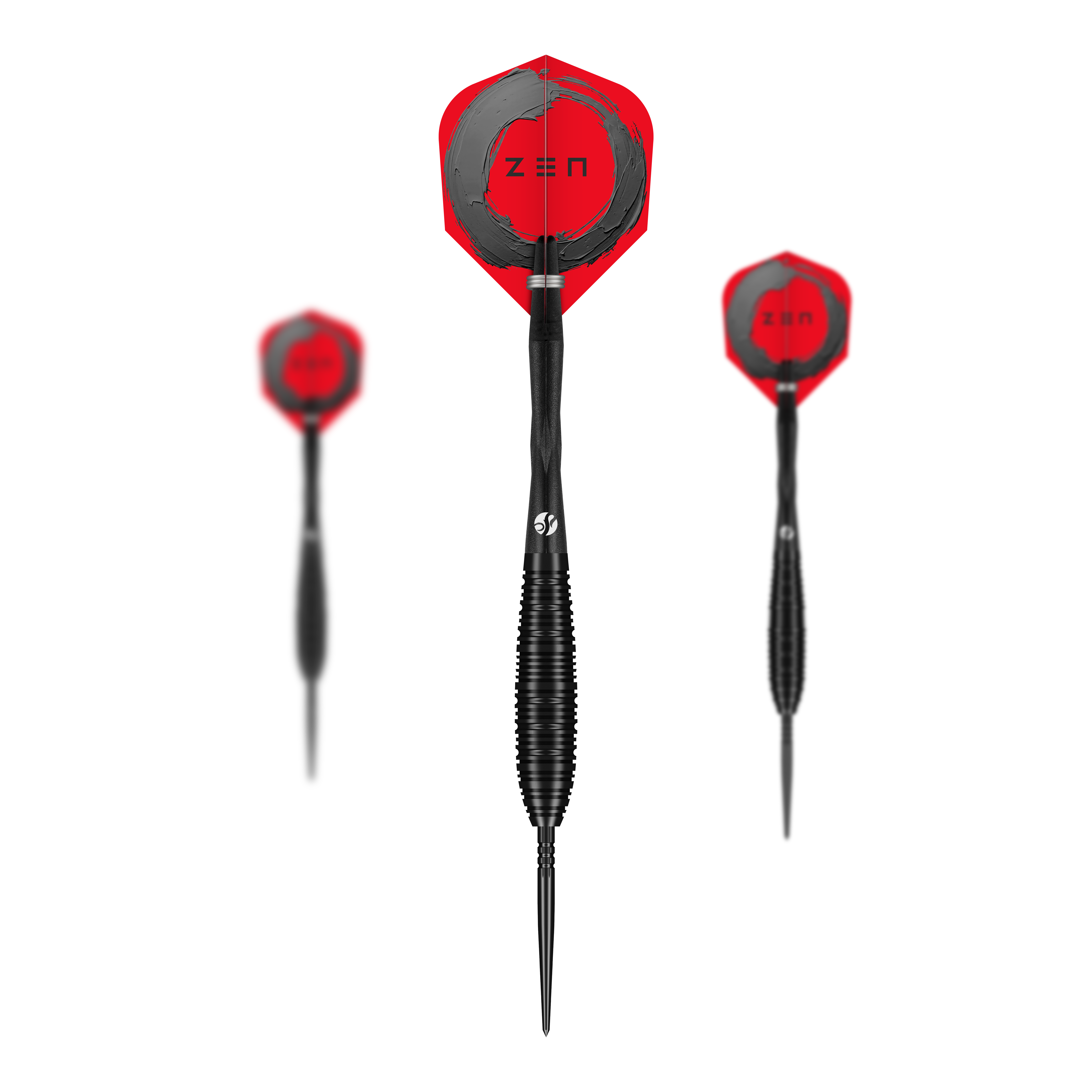Gezeigt wird das Shot ZEN Bomber Turbo Point Steeldarts 1Set. Das Set eignet sich optimal für Einsteiger und Profis.