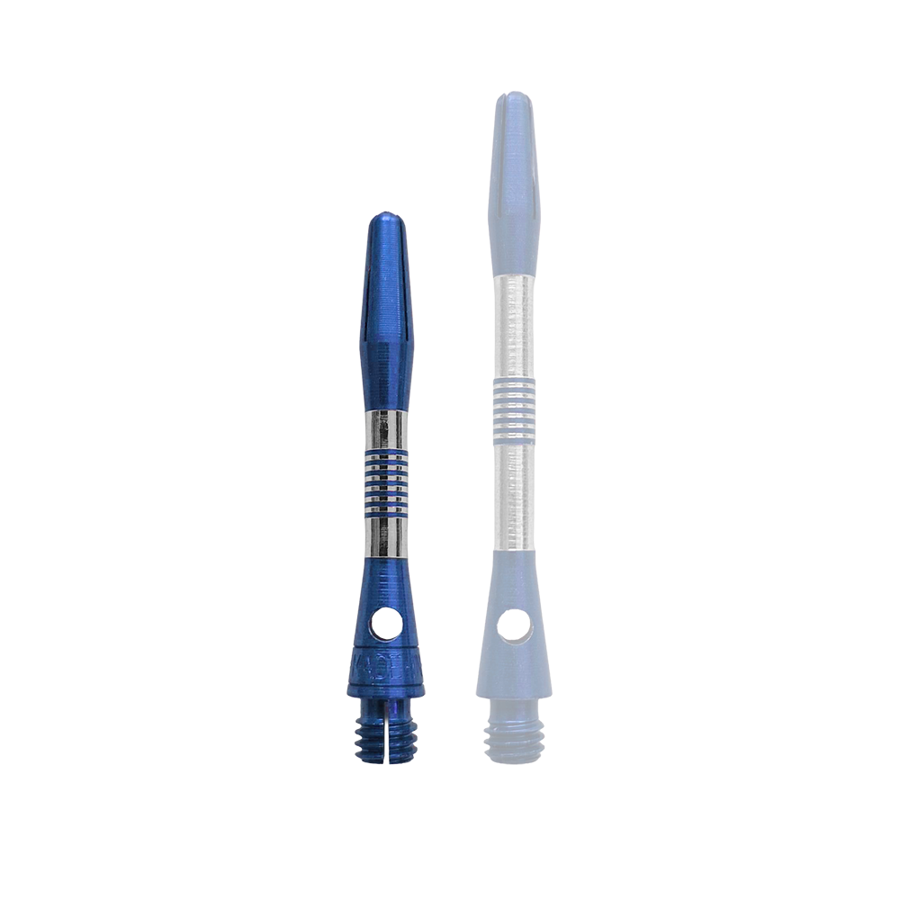 Bulls NL Cetra Aluminium Shafts - Blue Ein einzelner blauer Aluminium Dart Schaft, 34mm lang, ist im Bild. Dieser Schaft eignet sich für Dart-Liebhaber und Bastler.