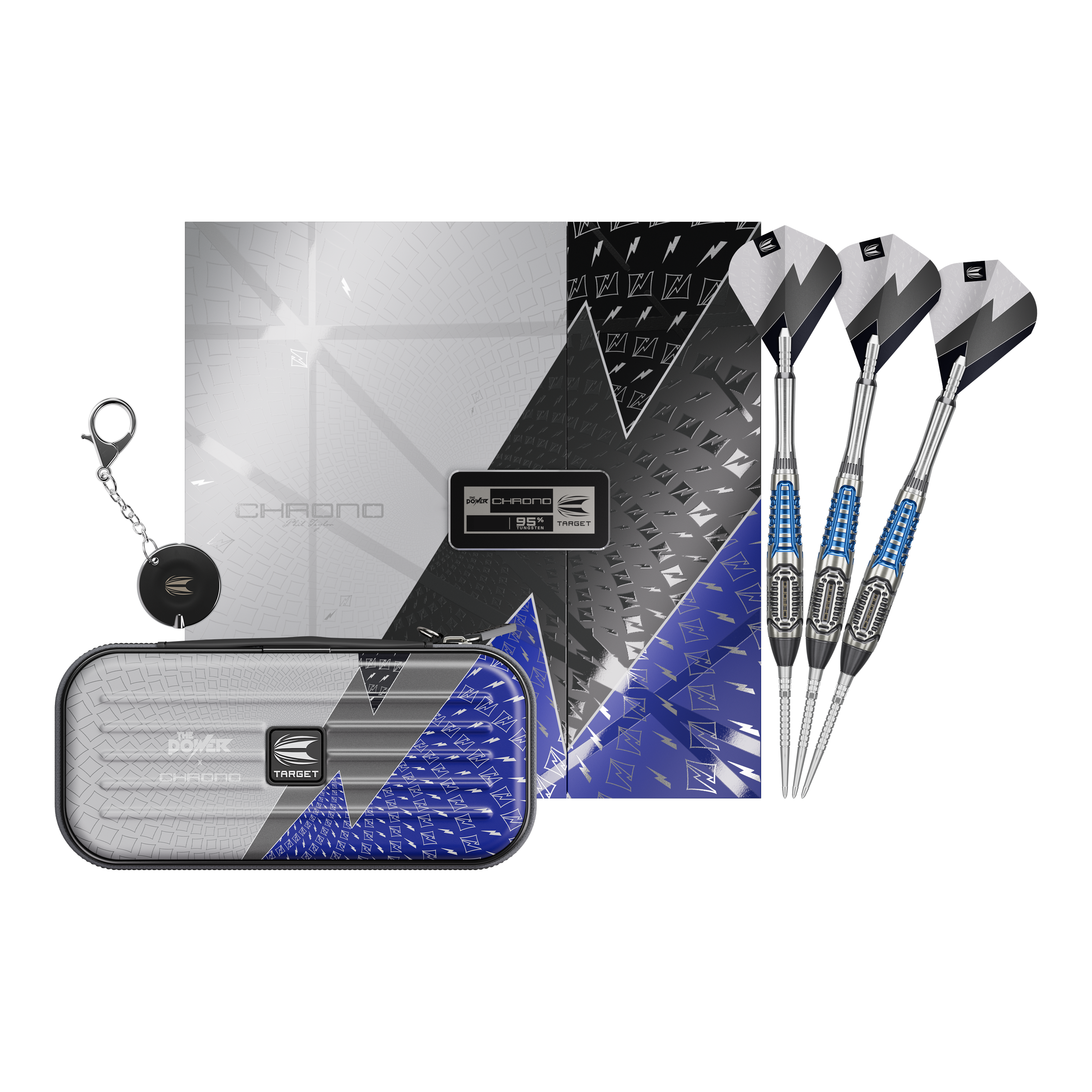 Target Phil Taylor Power X Chrono Swiss Points steel darts Dieses Bild stellt die Target Phil Taylor Power X Chrono Swiss Points Steeldarts dar. Die Darts sind für professionelle Spieler konzipiert.