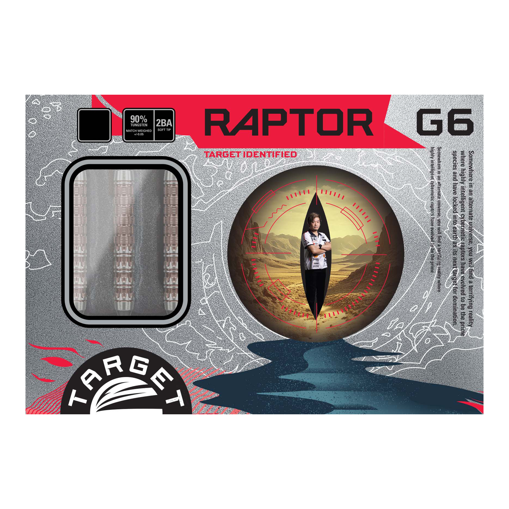 Target Japan Prime Series George Nishitani Raptor GEN6 Softdarts mit 21,5g Gewicht sind dargestellt. Diese Darts bieten eine hochwertige Qualität.