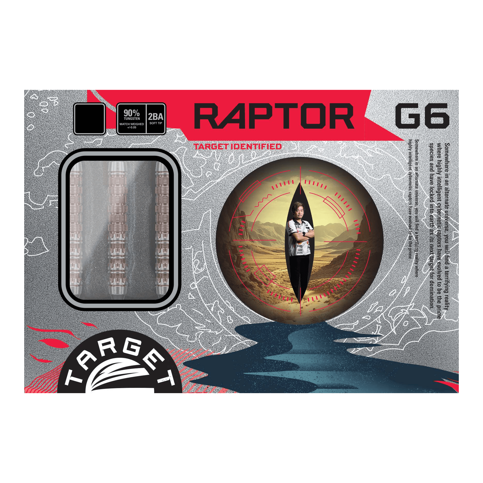 Target Japan Prime Series George Nishitani Raptor GEN6 Soft Darts - 19.5g Target Japan Prime Series George Nishitani Raptor GEN6 Softdarts mit 21,5g Gewicht sind dargestellt. Diese Darts bieten eine hochwertige Qualität.