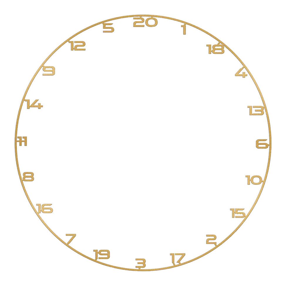 Bullet Dartboard Number Ring Zu sehen ist ein Dartboard Zahlenring in Gold. Das Produkt heißt 'BT1000160 Bullet Dartboard Zahlenring Gold 1'.