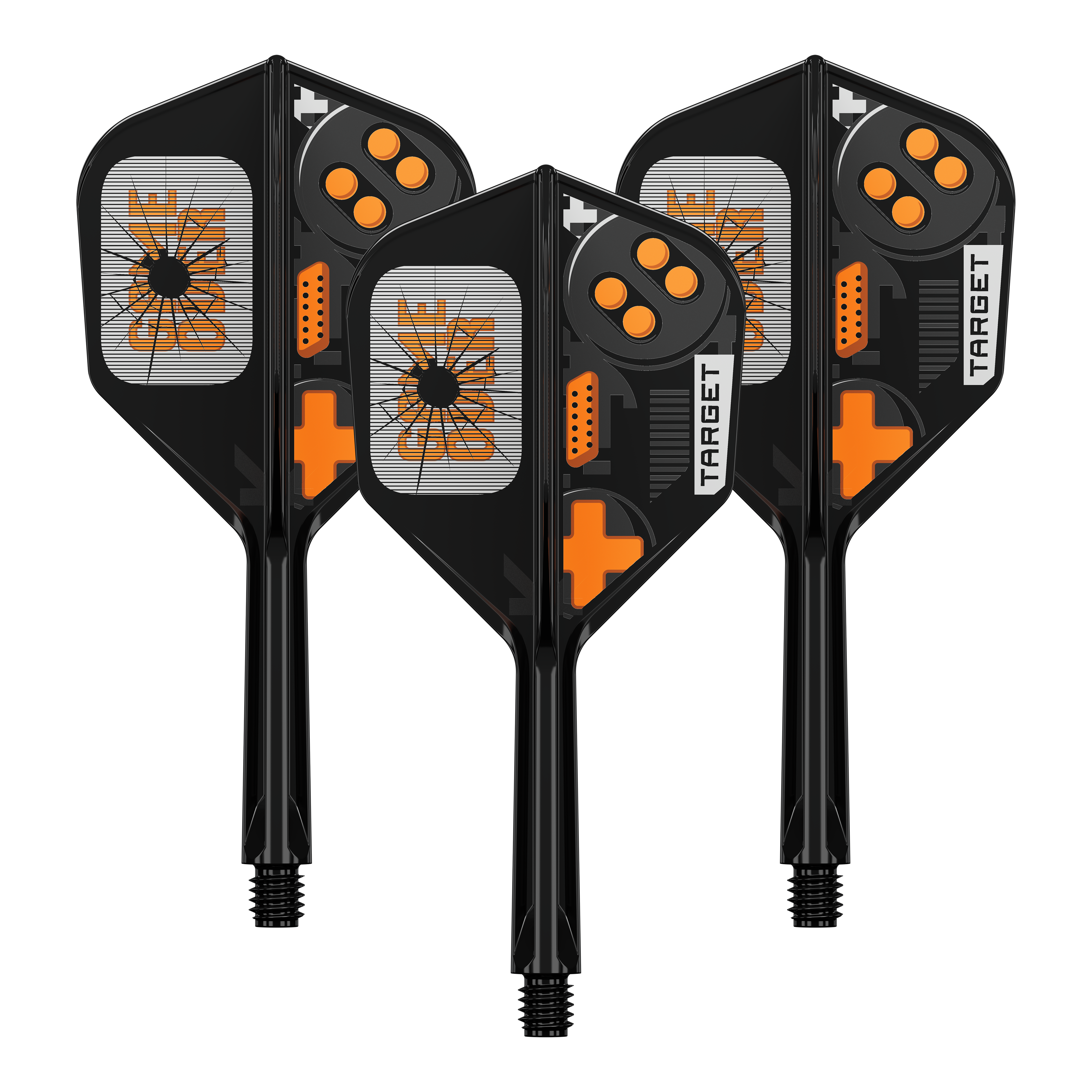 Das Bild zeigt ein Set von Dart Flights. Es handelt sich um das Modell 410577 Target K-Flex GameOver No6 Flights 26mm 1Set.