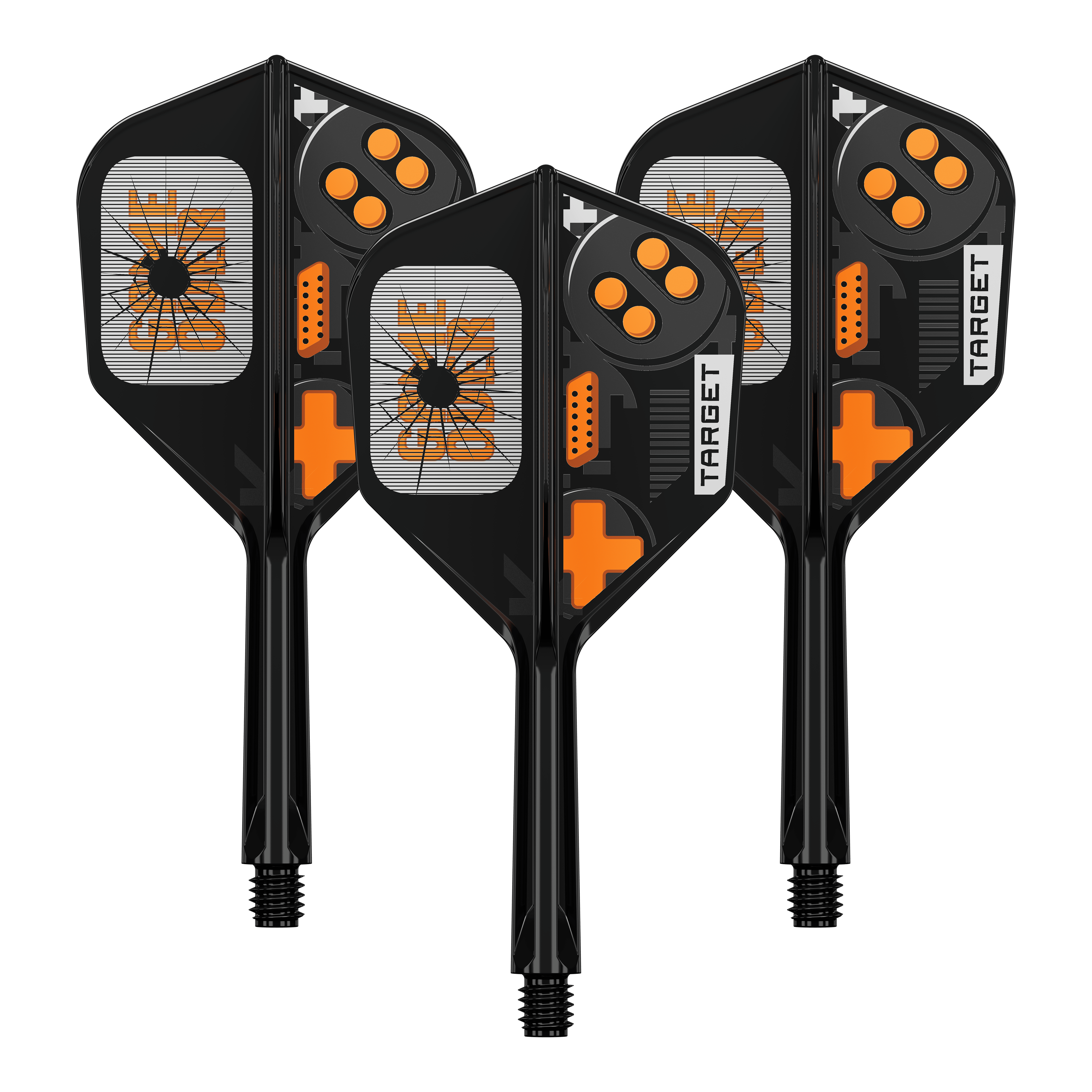 Target K-Flex Game Over No6 Flights Das Bild zeigt ein Set von Dart Flights. Es handelt sich um das Modell 410577 Target K-Flex GameOver No6 Flights 26mm 1Set.
