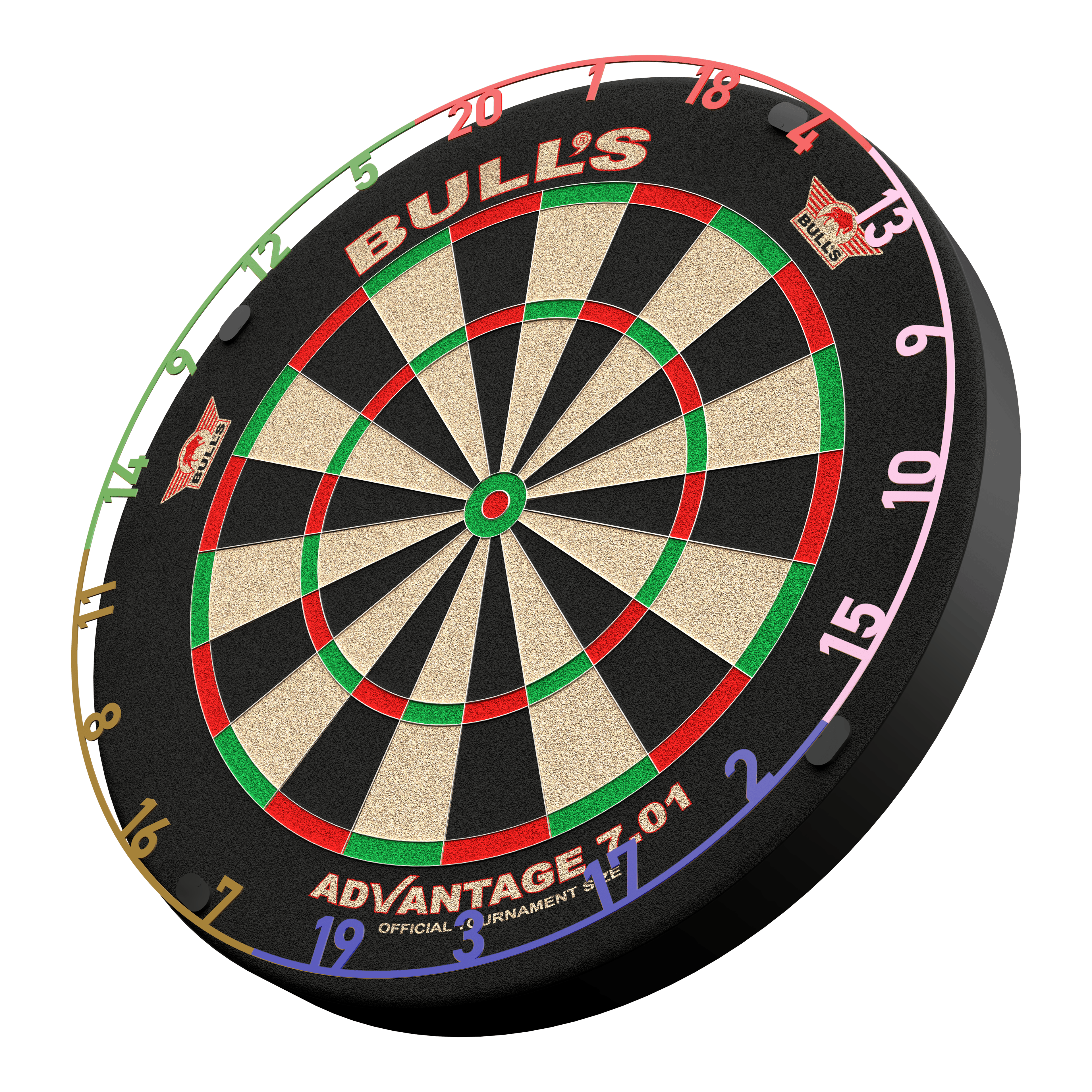 Bulls NL Number Ring Set - 5 Colors Zu sehen ist das Bulls NL Zahlenring Number Ring Set - 5 Farben. Das Set beinhaltet mehrere bunte Zahlenringe für Dartscheiben.