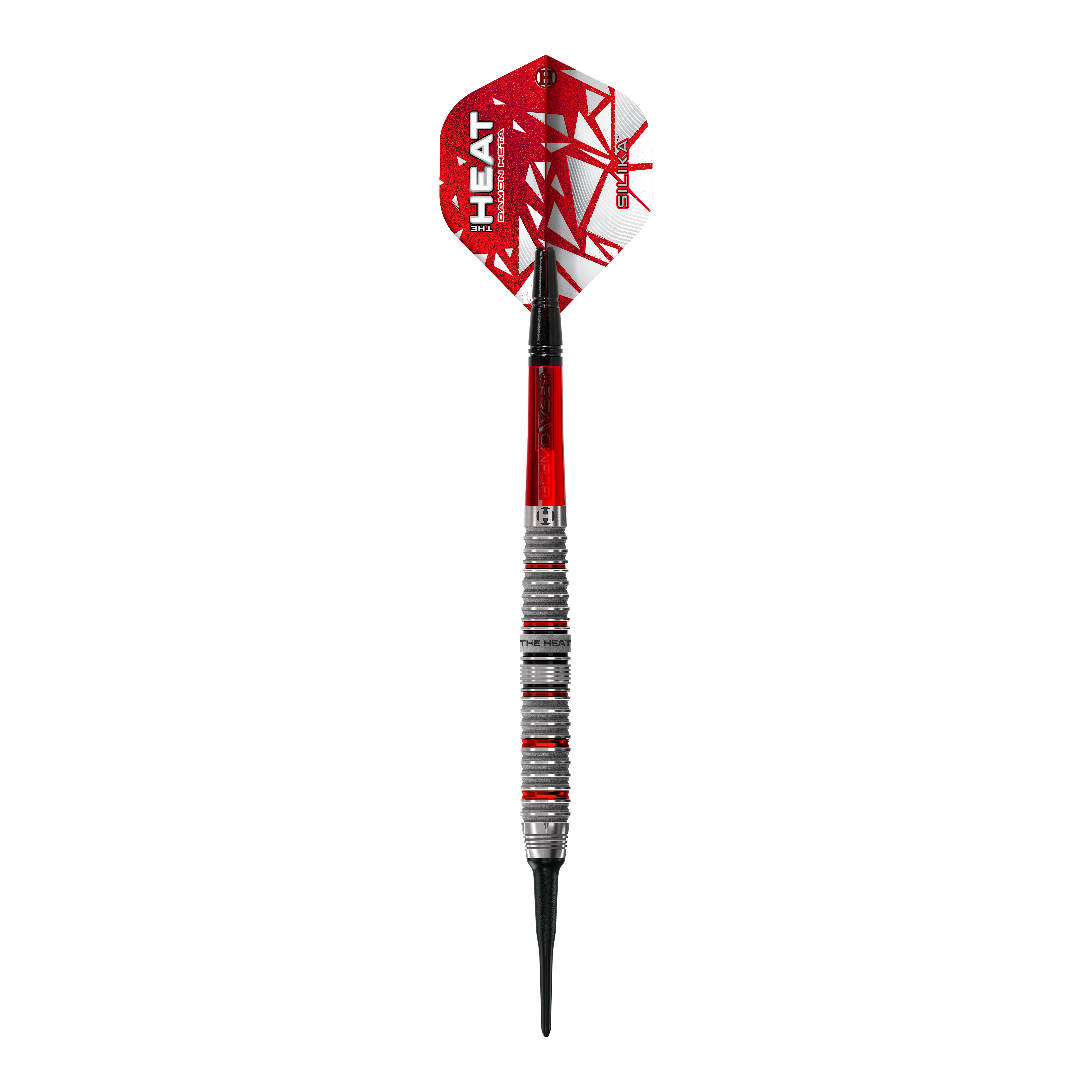 Abgebildet sind die Harrows Damon Heta Series 4 Softdarts. Diese Softdarts bieten eine gute Balance und Präzision.