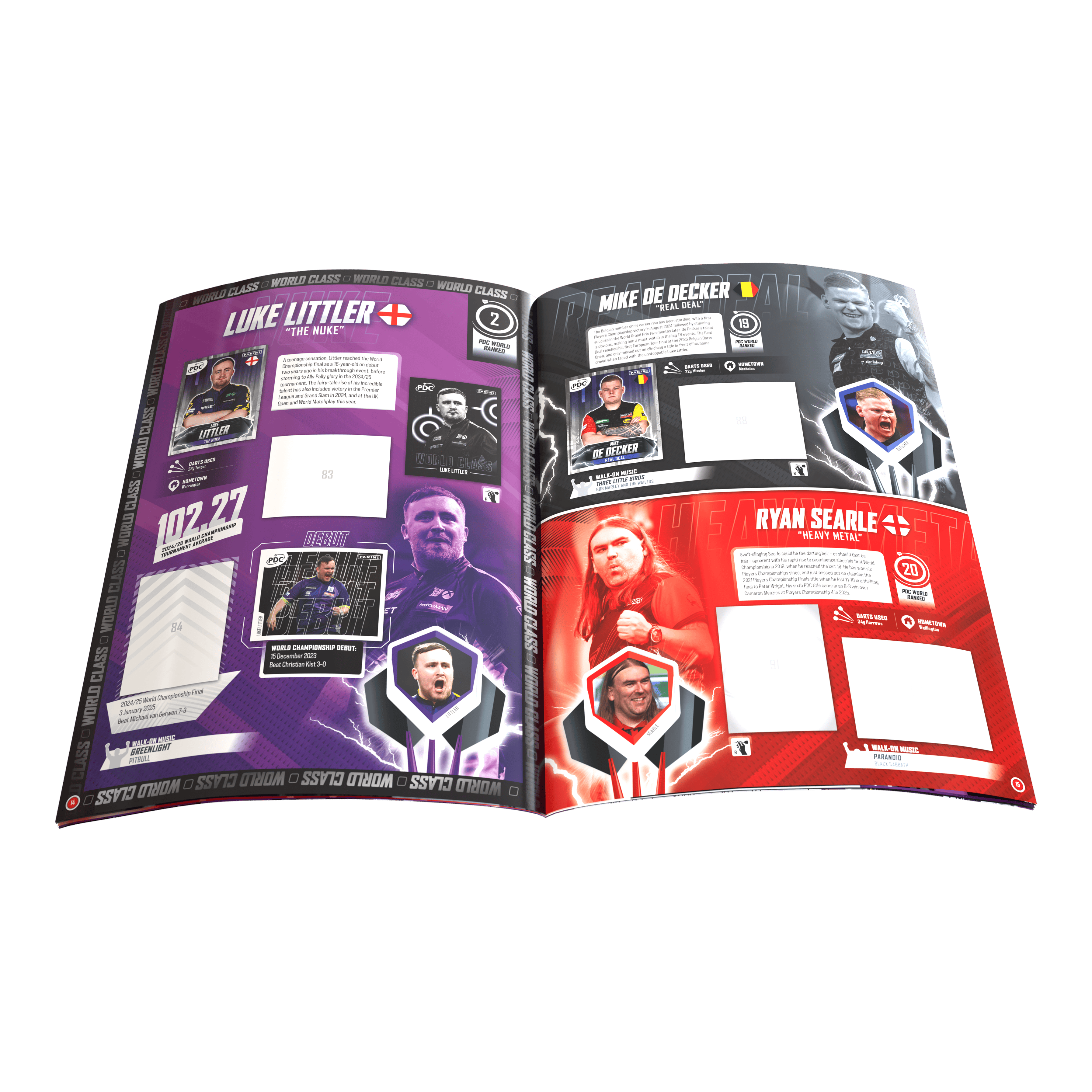 Panini PDC World Darts Championship 2025/26 - Official Sticker Softcover Collector's Album Das Bild präsentiert das Panini PDC World Darts Championship 2025/26 Sticker Softcover Sammelalbum. Mit diesem Album können Fans Sticker der Dart-Weltmeisterschaft sammeln und ordnen.