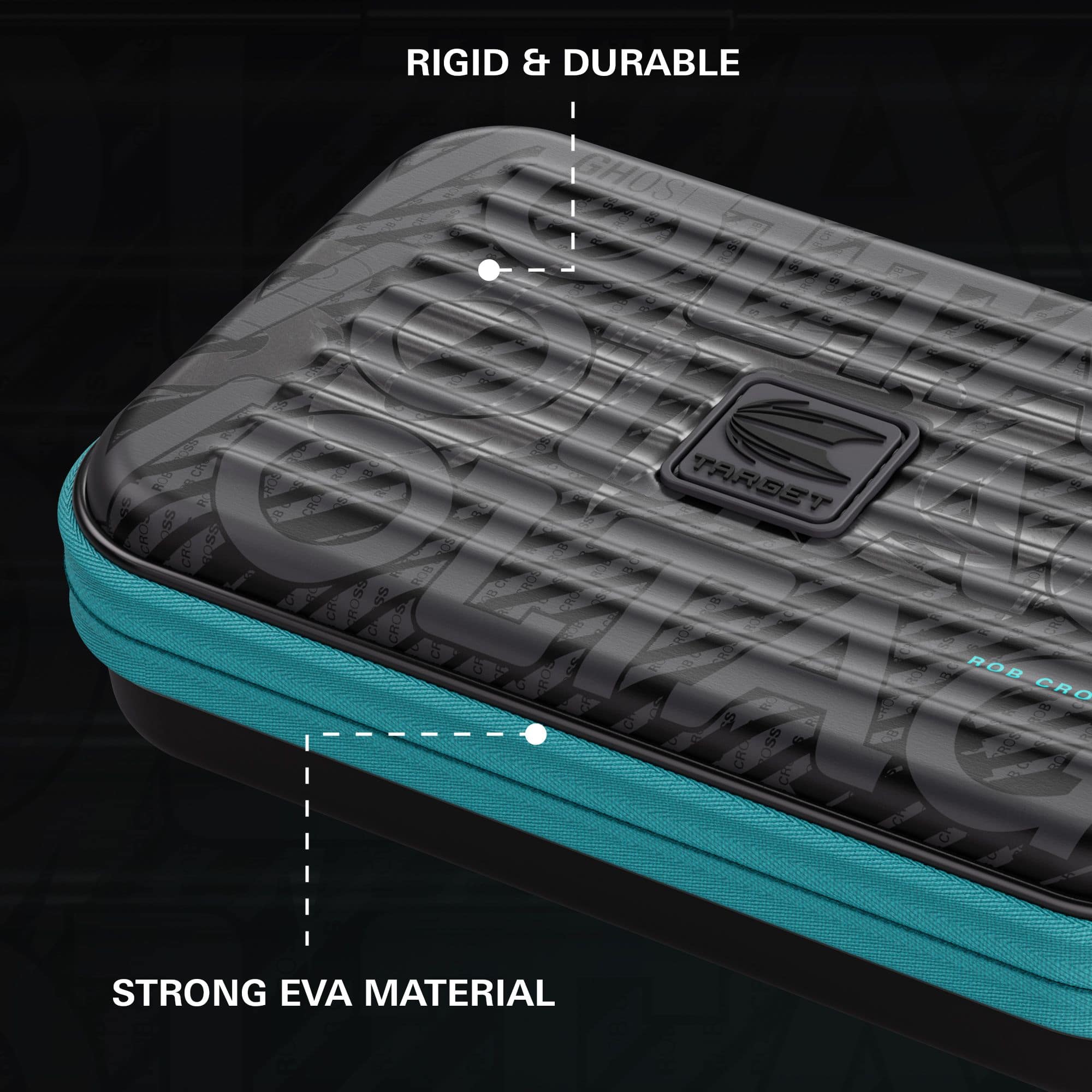Abgebildet ist das Takoma XL Ghost Series Rob Cross Dartcase. Das Case wird für die Aufbewahrung von Darts verwendet.