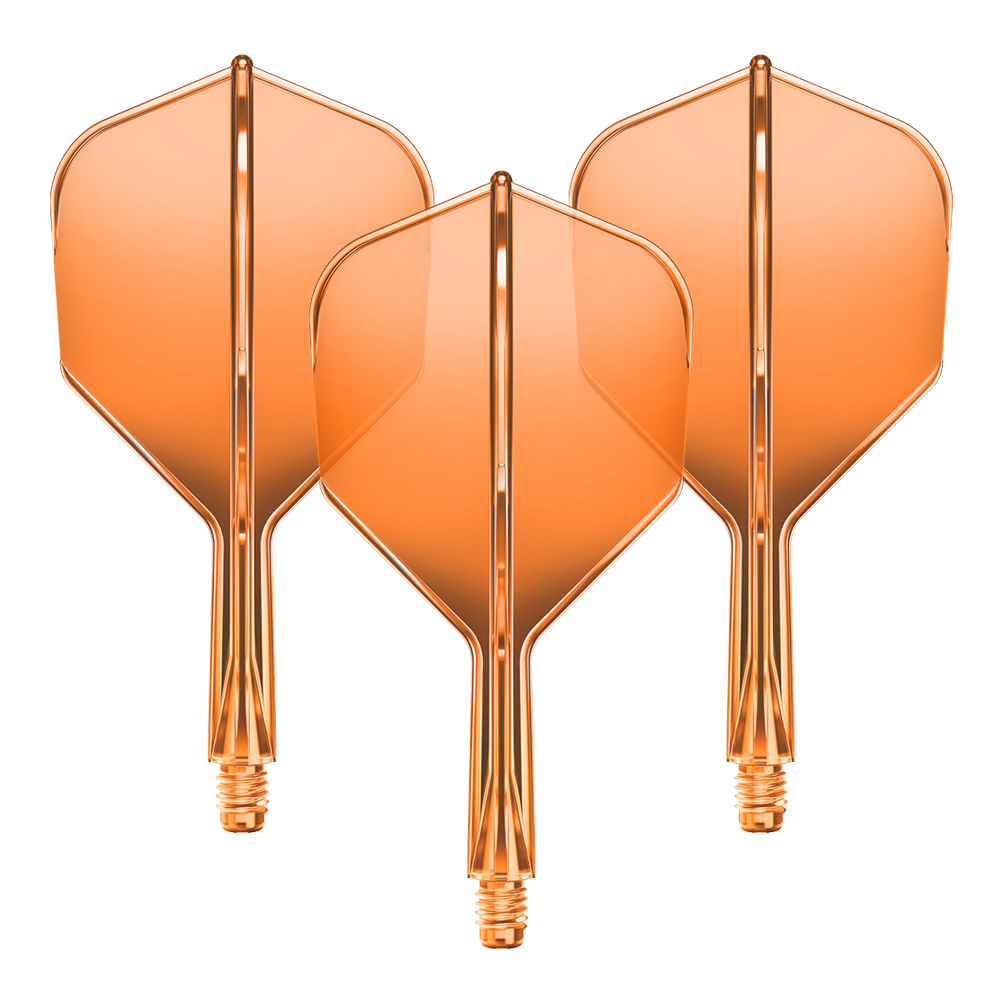 Gezeigt wird ein Flight-Shaft-System für Darts in Neonorange mit einer Länge von 19mm. Das Set gehört vermutlich zur GOAT A1R No6 Serie.