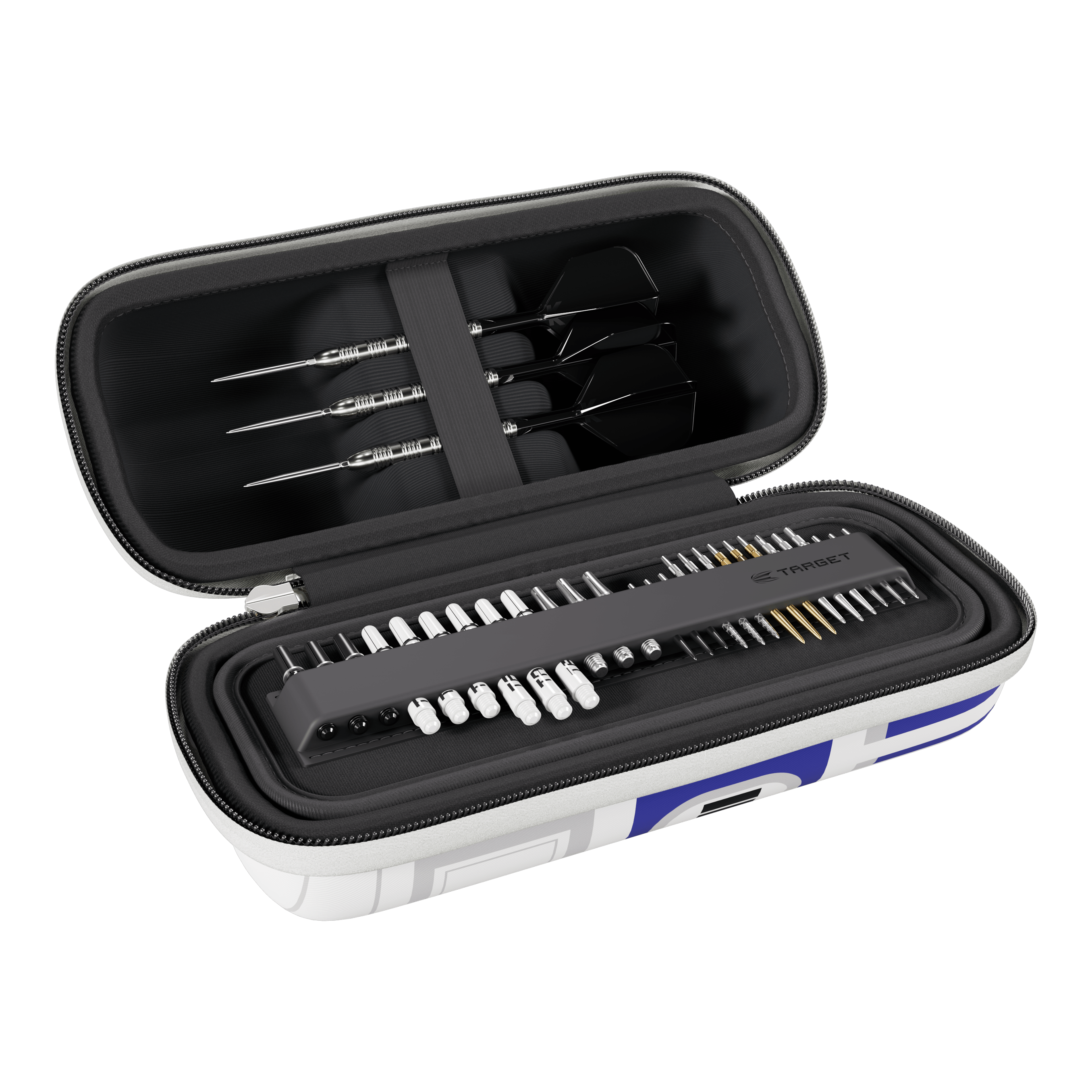 Target Star Wars Boa Dartcase - R2D2 Hier sieht man das Target Star Wars Boa Dartcase - R2D2. Die Aufbewahrungstasche ist im Stil von R2D2 gestaltet.