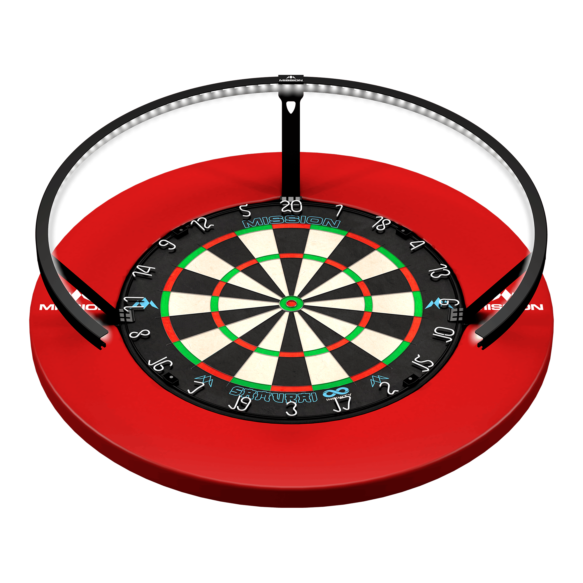 Mission Torus 270 LED Dartboard Lighting - Black Abgebildet ist die Mission Torus 270 LED Dartboard Beleuchtung in Schwarz. Die Beleuchtung sorgt für optimale Ausleuchtung des Dartboards.