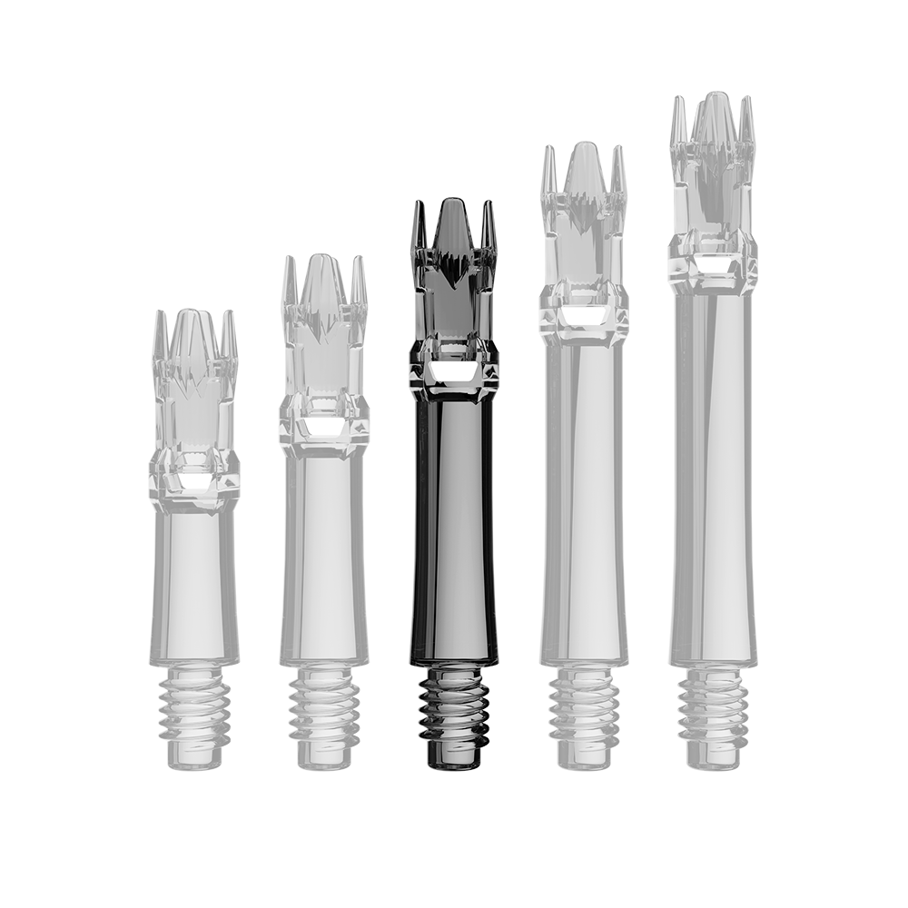 Das Produkt zeigt einzelne Ersatzshafts in durchsichtigem Schwarz. Die Shafts liegen parallel.