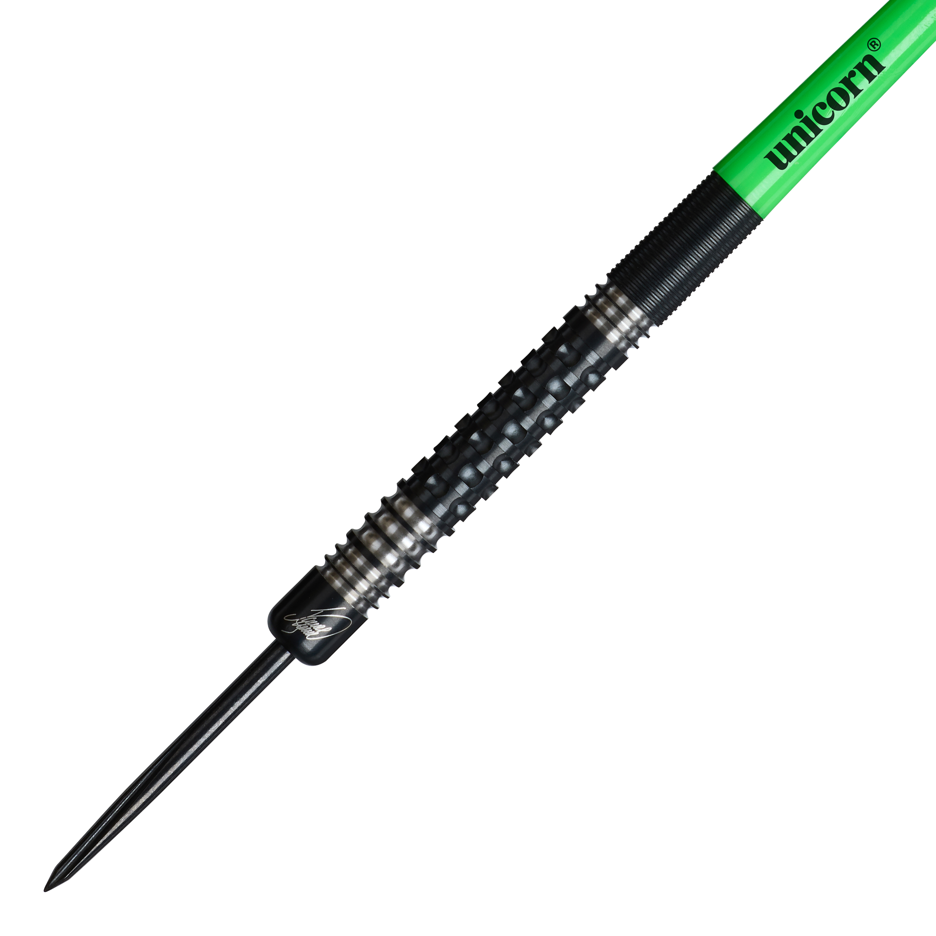 Auf diesem Bild sind die Unicorn Wraith James Wade Steeldarts zu sehen. Diese Darts sind besonders für professionelle Spieler geeignet.