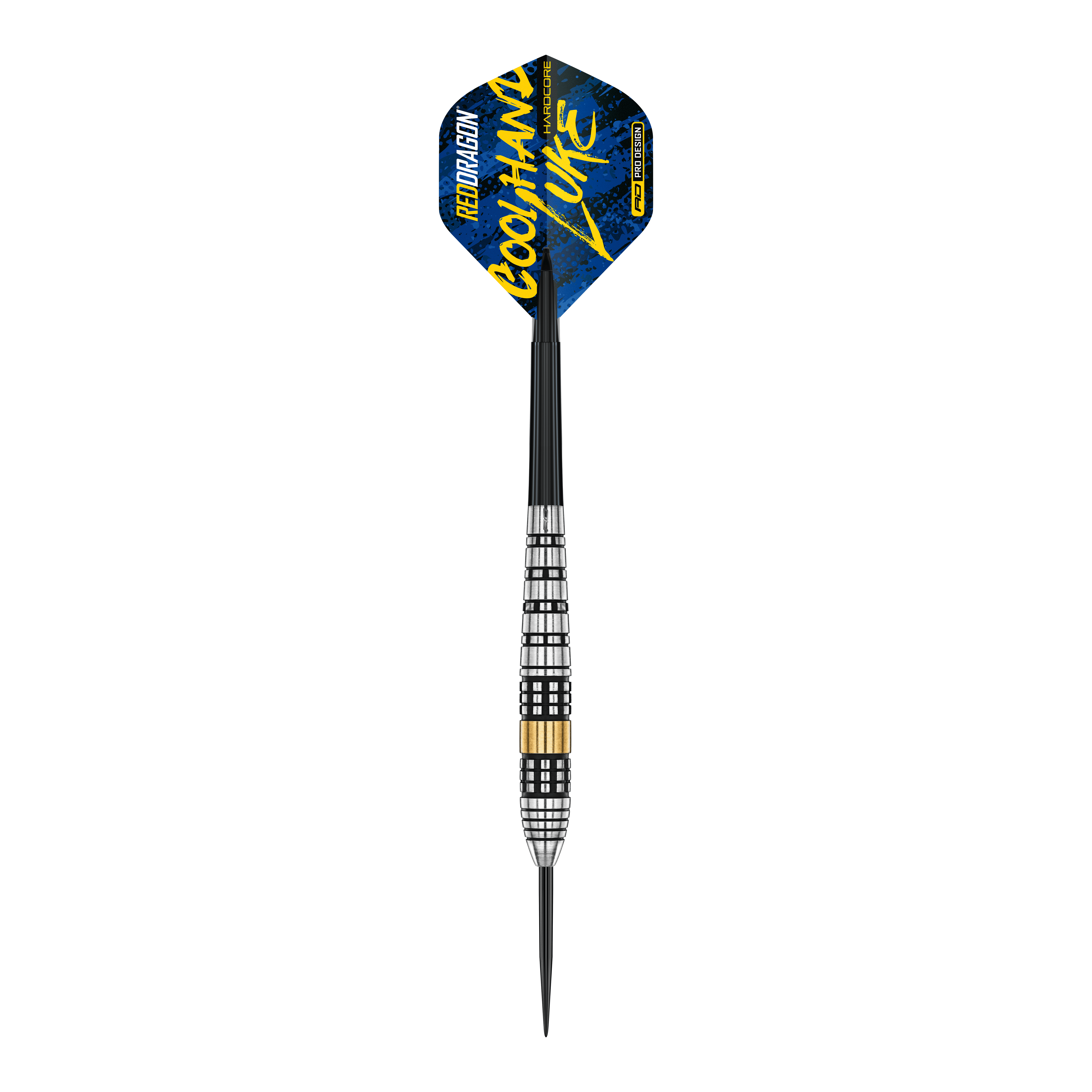 Red Dragon Luke Humphries Brass Steel Darts - 21 g Red Dragon Luke Humphries Brass Steeldarts - 21 g ist ein Steeldart-Set mit Messing-Barrels. Das Bild zeigt den Dartpfeil aus der Nahaufnahme.