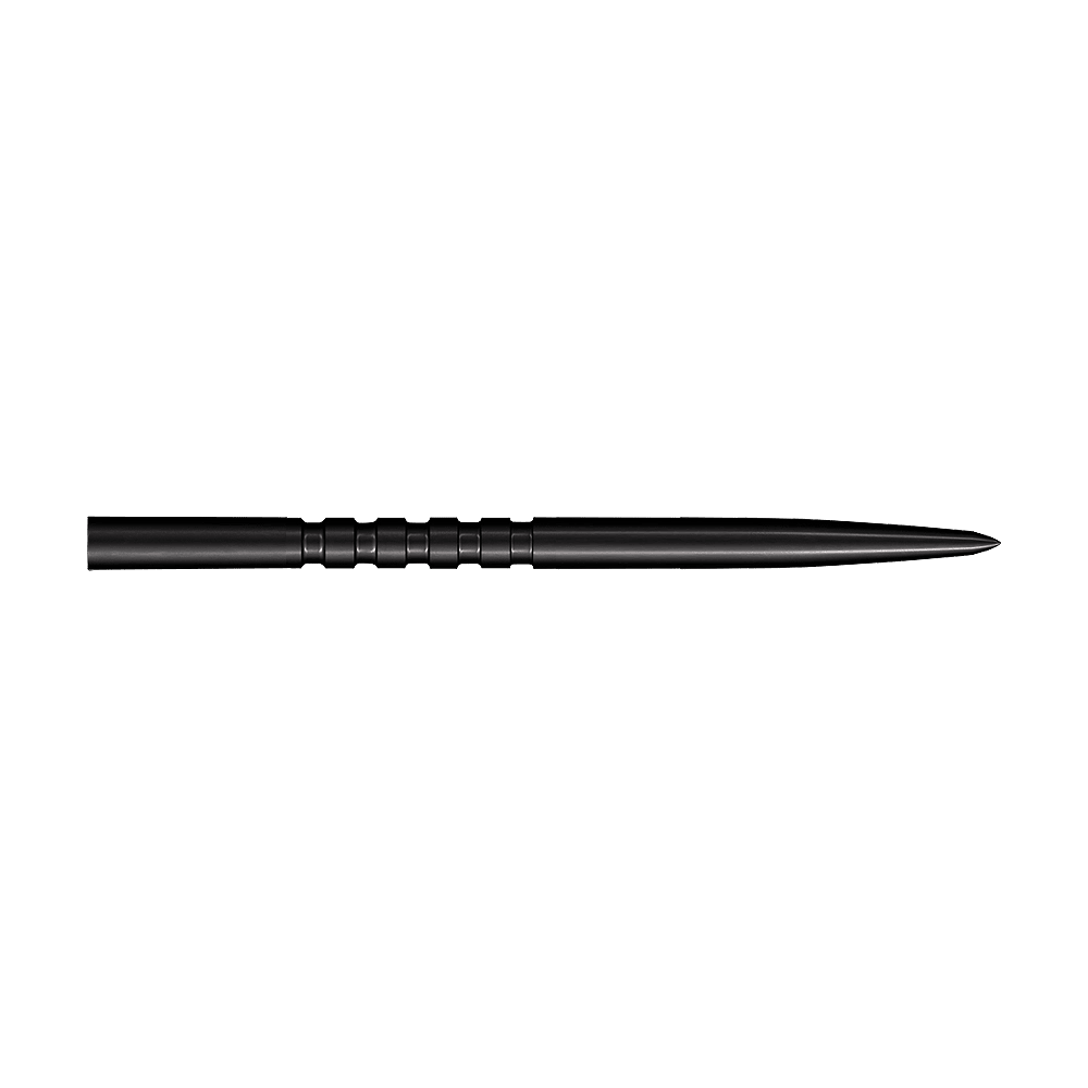 Auf diesem Bild sind schwarze Steeldartspitzen zu sehen. Das Modell Grip Point hat eine Länge von 45 mm.