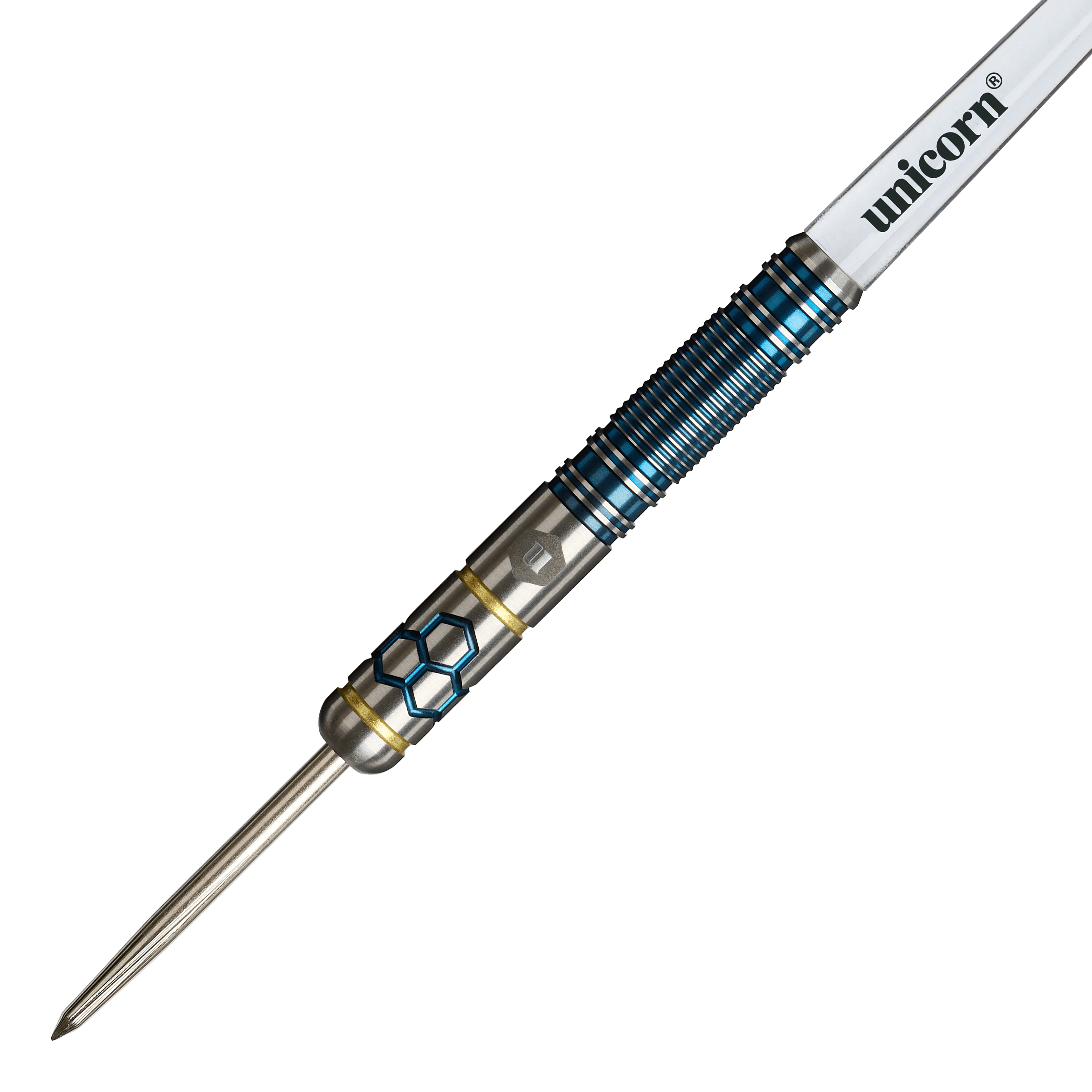 Unicorn Hexium Style 02 Blue & Gold Steeldarts Hier sind die Unicorn Hexium Style 02 Blue & Gold Steeldarts zu sehen. Das Produkt überzeugt durch sein modernes Design.