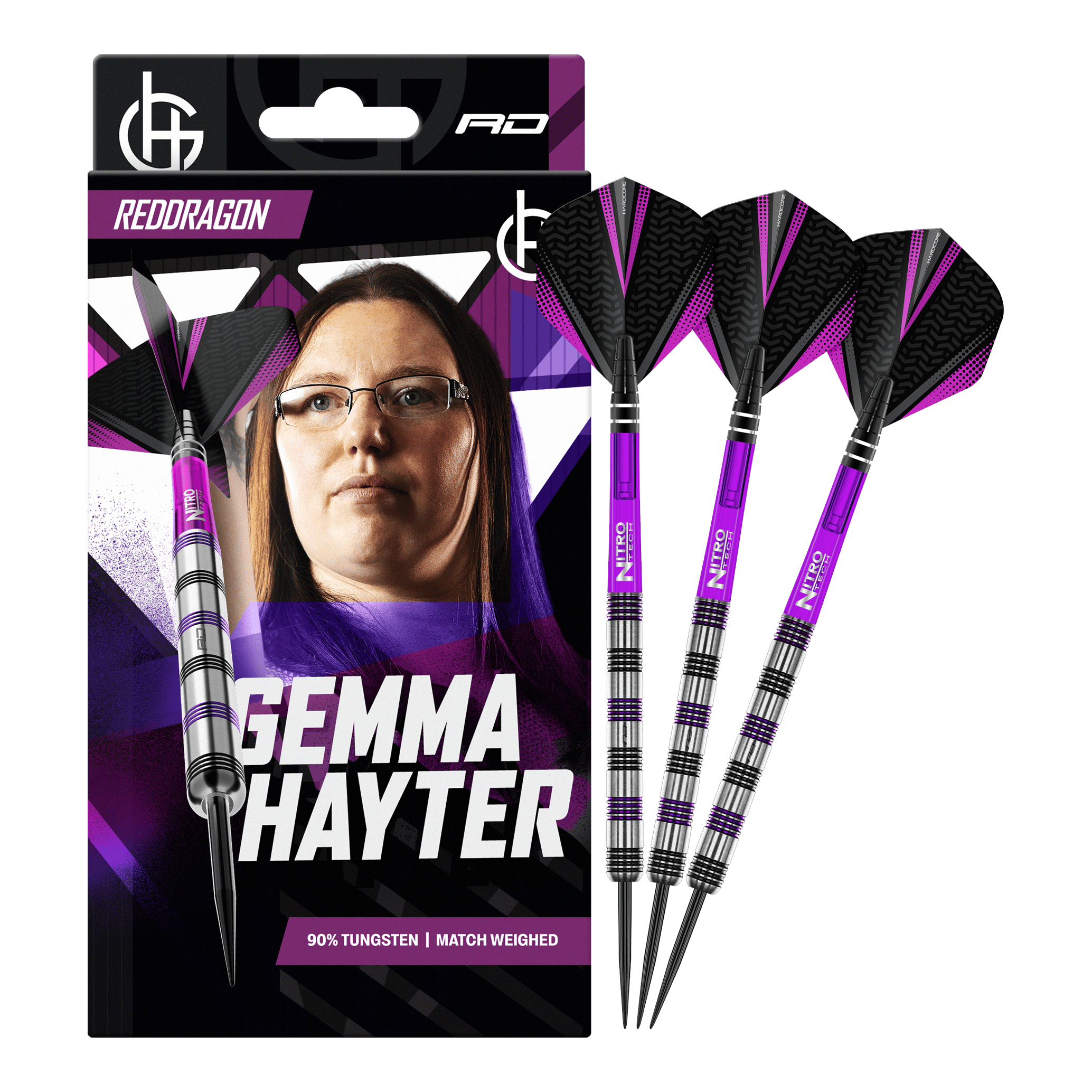 Red Dragon Gemma Hayter steel darts - 22g Dieses Bild zeigt die Red Dragon Gemma Hayter Steeldarts - 22g in ihrer vollen Länge. Die Darts sind speziell für Präzision und Kontrolle entwickelt.
