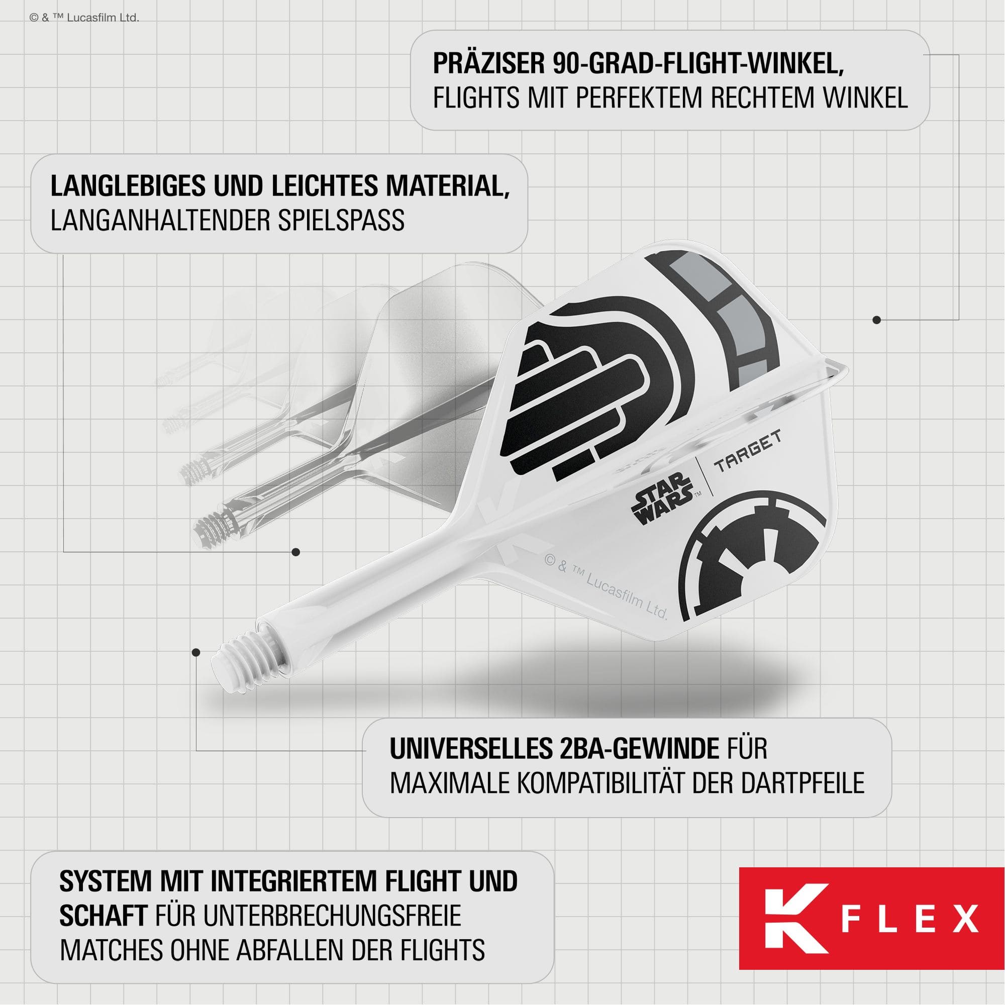 Target Star Wars K-Flex Stormtrooper No6 Flights Dart-Flügel mit Stormtrooper-Motiv aus Star Wars. Für präzise Würfe und stylisches Aussehen.