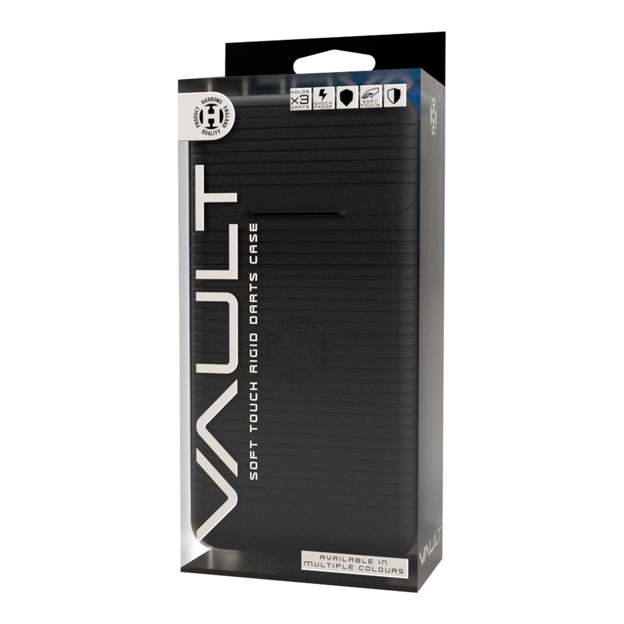 Harrows Vault Dartcase Zu sehen ist das Harrows Vault Dartcase. Es handelt sich um ein robustes Etui zur sicheren Aufbewahrung von Darts.