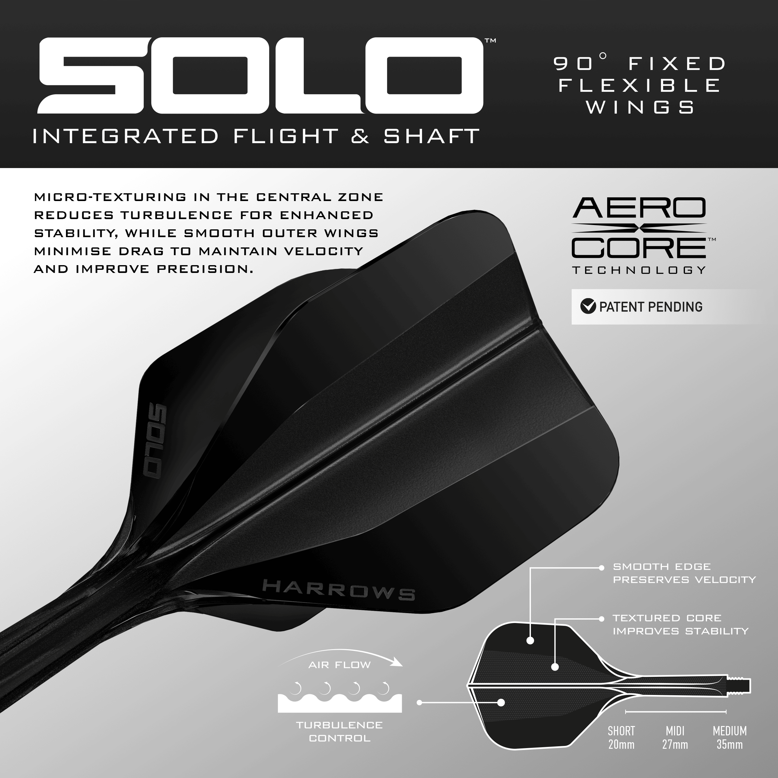 Harrows Solo No6 Flight Shaft System - Black Dieses Bild zeigt das Harrows Solo No6 Flight-Shaft-System in Schwarz. Das Produkt ist aus einer anderen Position dargestellt.