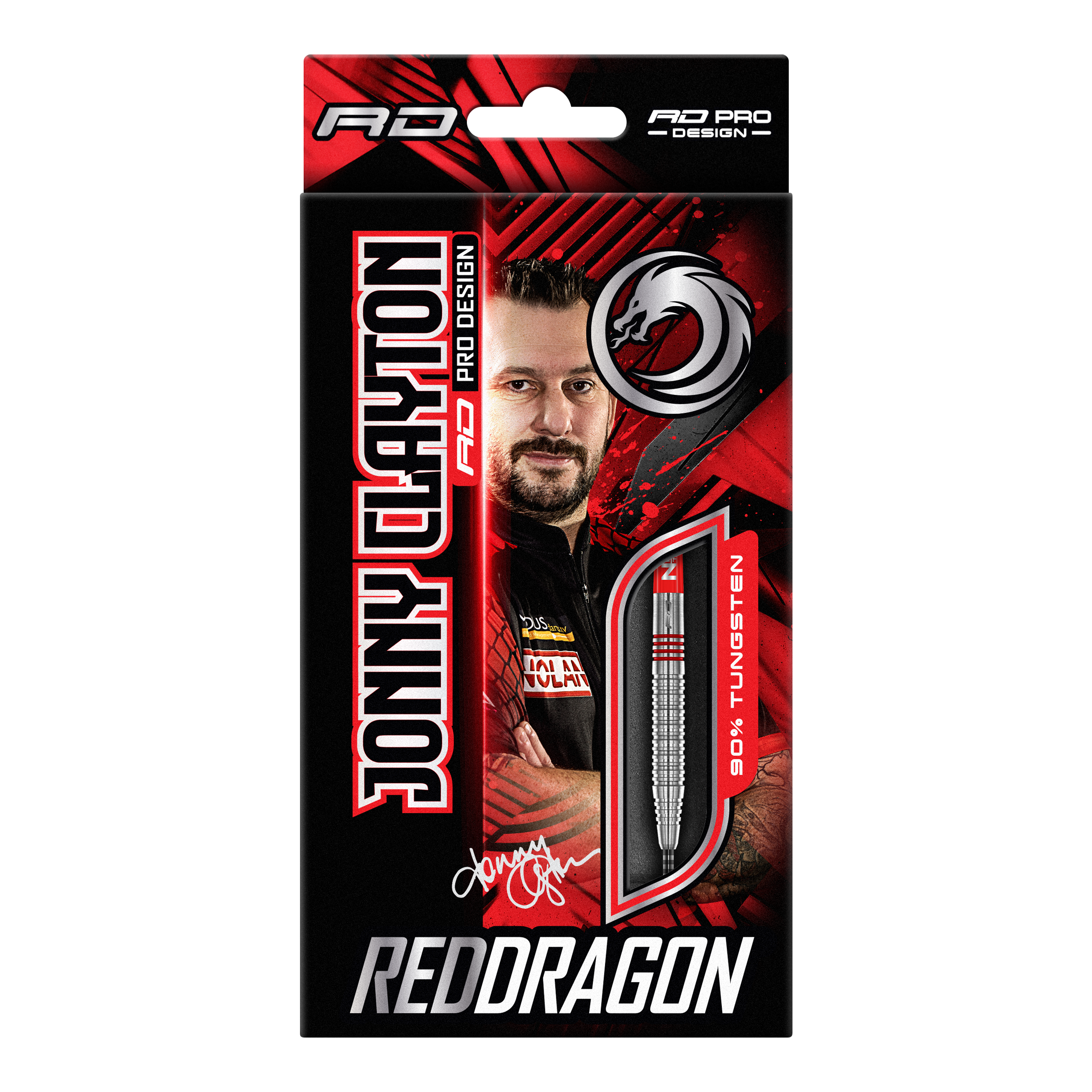Zu sehen sind die Red Dragon Jonny Clayton Original 2 Steeldarts. Diese Darts wurden speziell für Jonny Clayton entworfen.