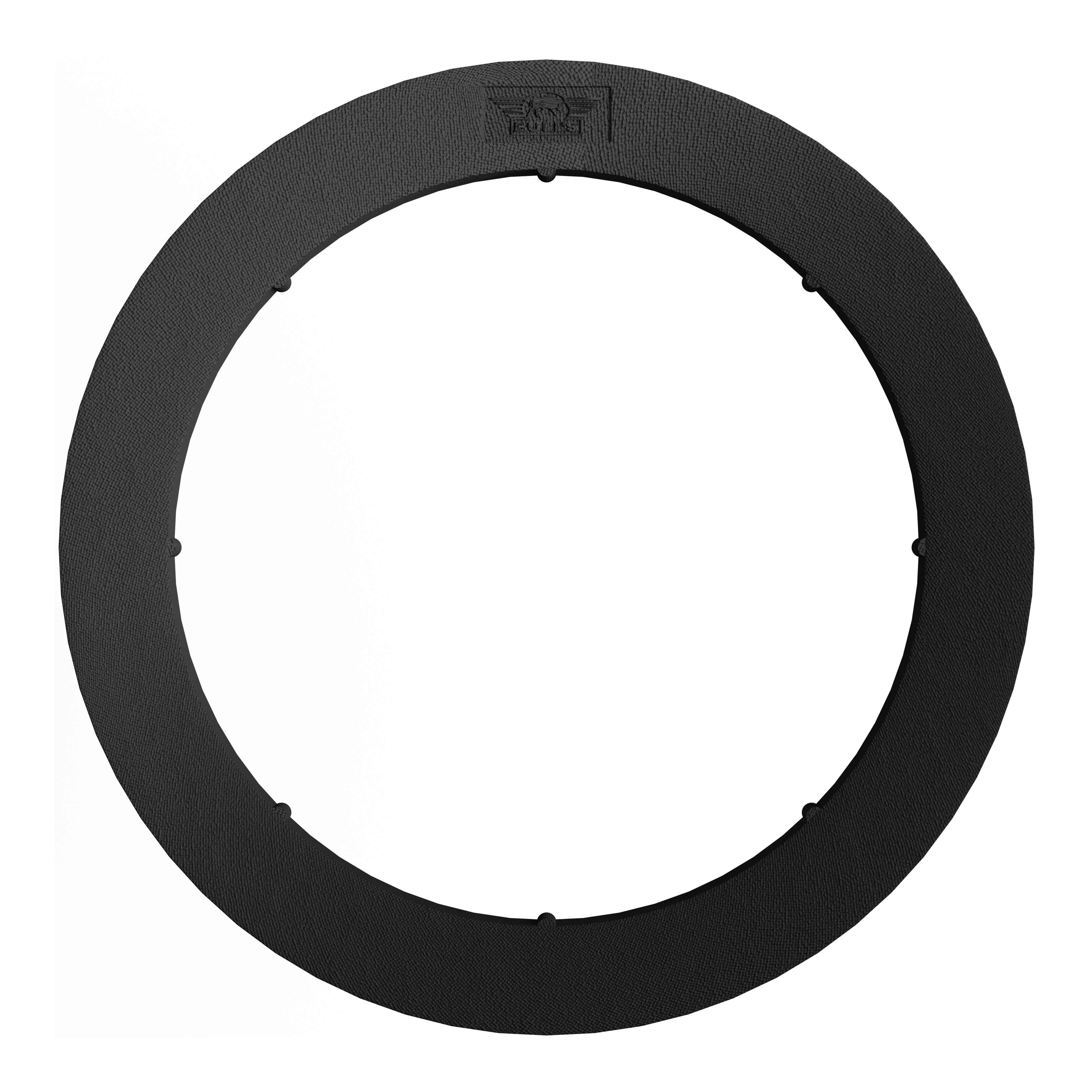 Bulls NL Lumo Light Surround lighting system Das Bild zeigt das Produkt 'Bulls NL Lumo Light Surround Beleuchtungssystem'. Es handelt sich um einen runden, schwarzen Ring, der zur Beleuchtung eines Dartboards verwendet wird.