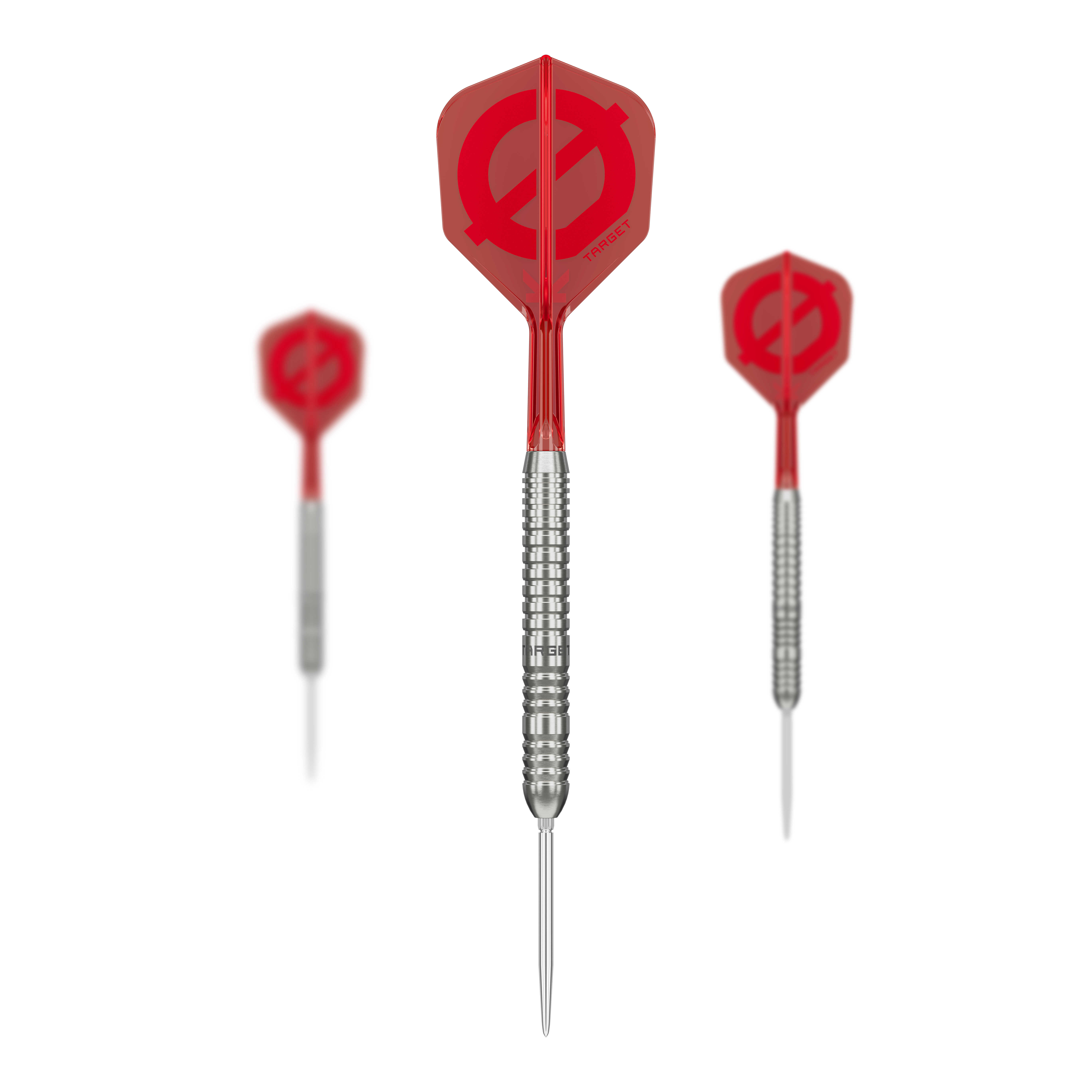 Target Group O 03 Swiss Points Steel Darts Hier ist das Target Group O 03 Swiss Points Steeldarts Set abgebildet. Die einzelnen Darts sind nebeneinander platziert.