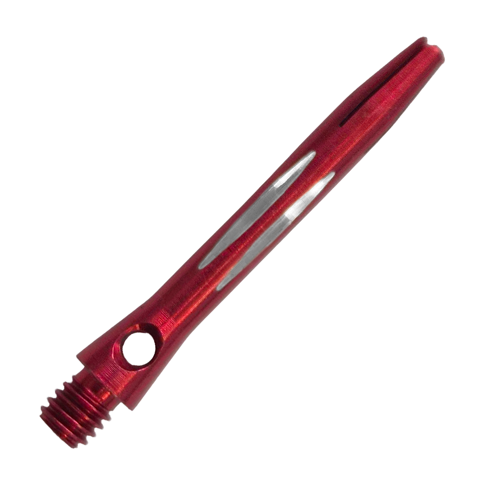 Diamond Cut Aluminum Shafts - Red - 35 mm Zu sehen ist der Diamond Cut Aluminium Shafts - Rot - 35mm. Der Schaft besteht aus rot lackiertem Aluminium und hat ein Diamantschliff-Design.
