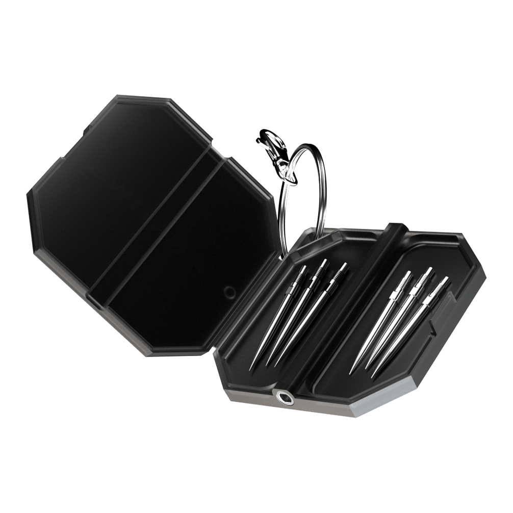 Harrow's Premium Quick Point Tool Case Abgebildet ist das Harrows Premium Quick Point Tool Case. Es bietet praktischen Stauraum für Dartzubehör.