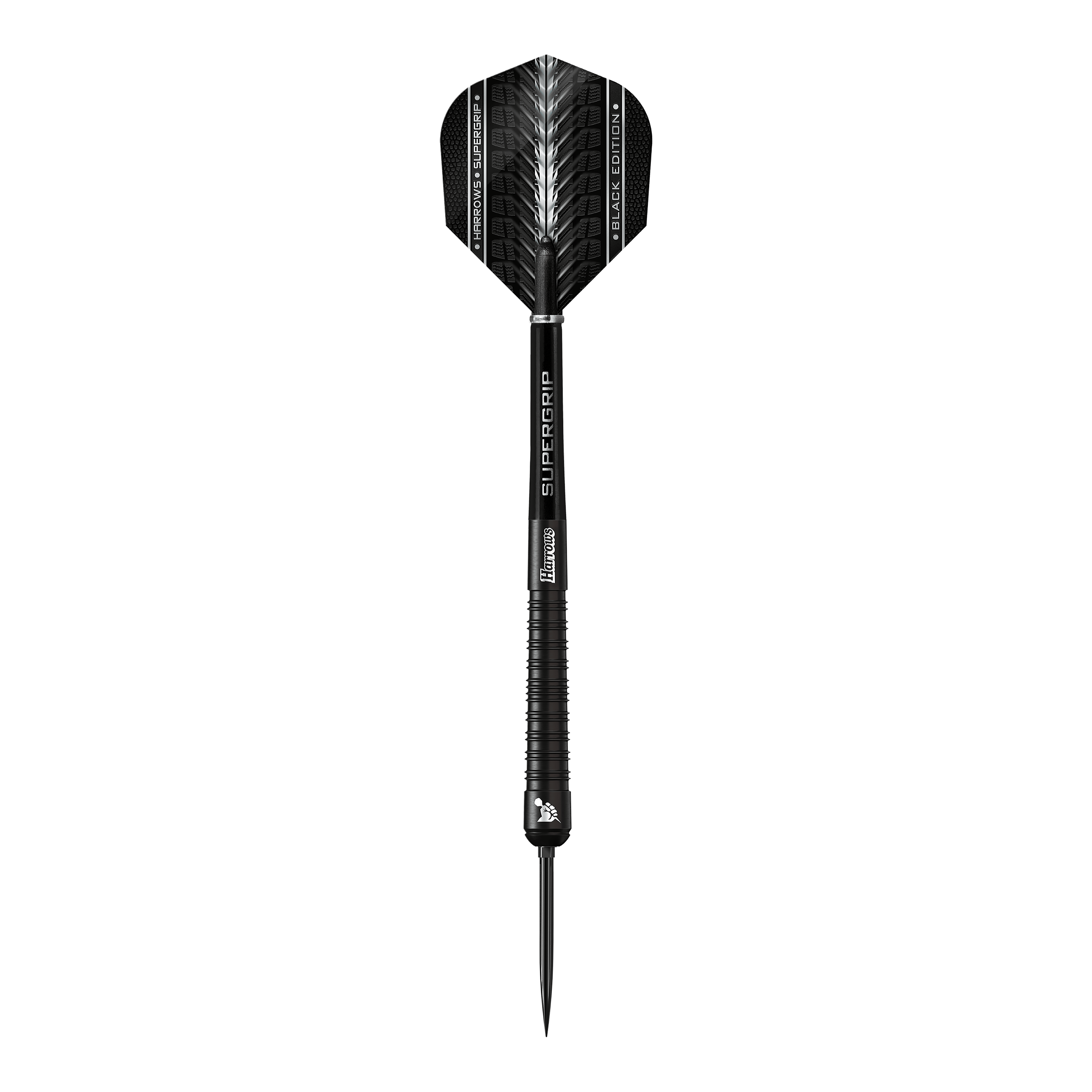 Harrows Supergrip 90 Black Edition Quick Point Steel Darts Diese Abbildung zeigt die Harrows Supergrip 90 Black Edition Quick Point Steeldarts. Die Darts überzeugen durch ihre schwarze Farbgebung und professionelle Verarbeitung.