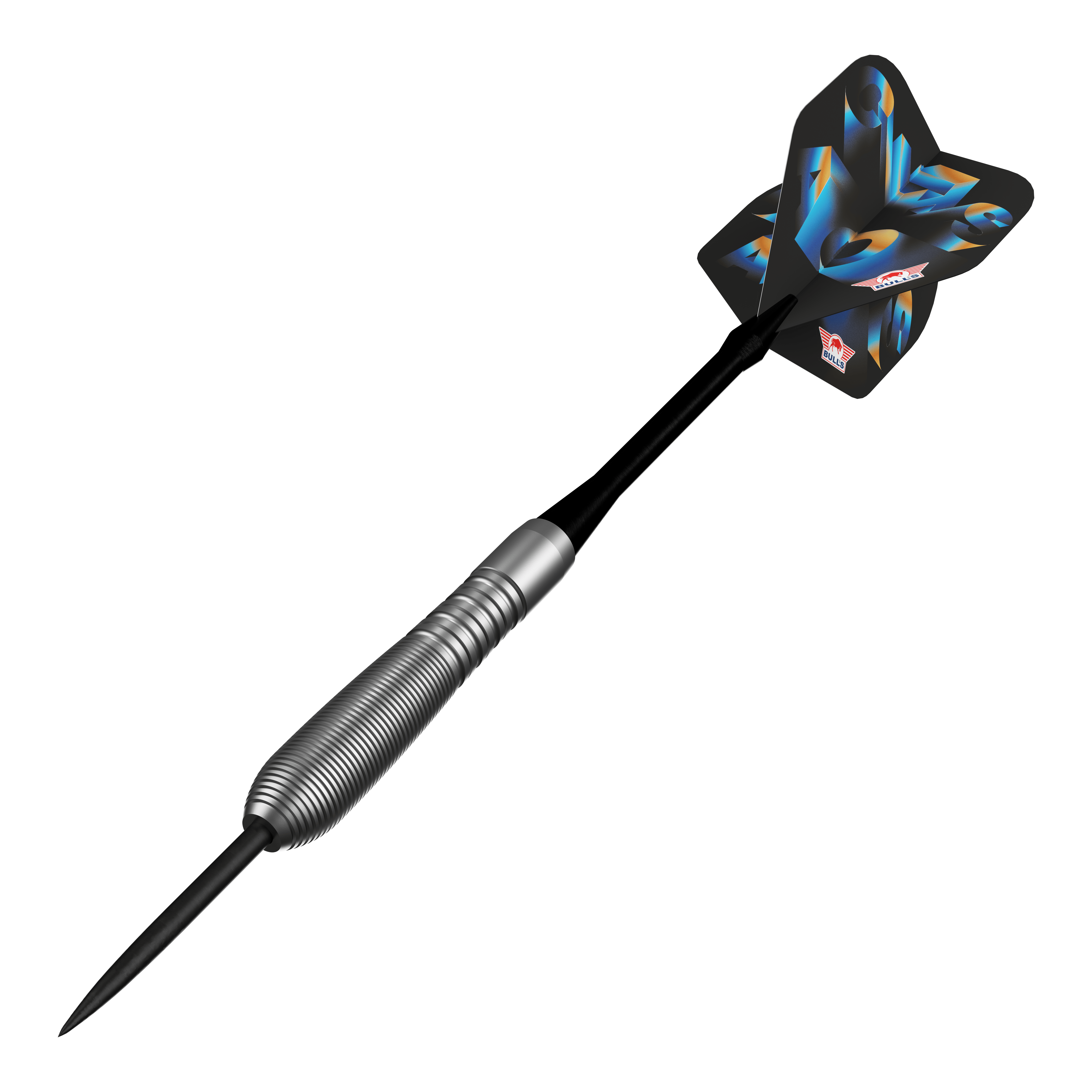 Abgebildet sind die Bulls NL Chaos Blue Steeldarts mit einem Gewicht von 23 Gramm. Die blauen Steeldarts sind speziell für Präzision und Kontrolle entworfen.