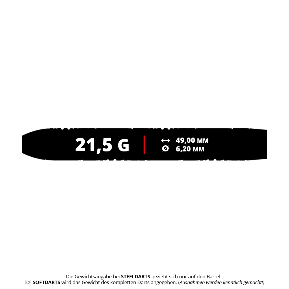 Hier sind die Caliburn Halo H3 Steeldarts mit 21,5g zu erkennen. Die Steeldarts sind einzeln im Bild dargestellt.