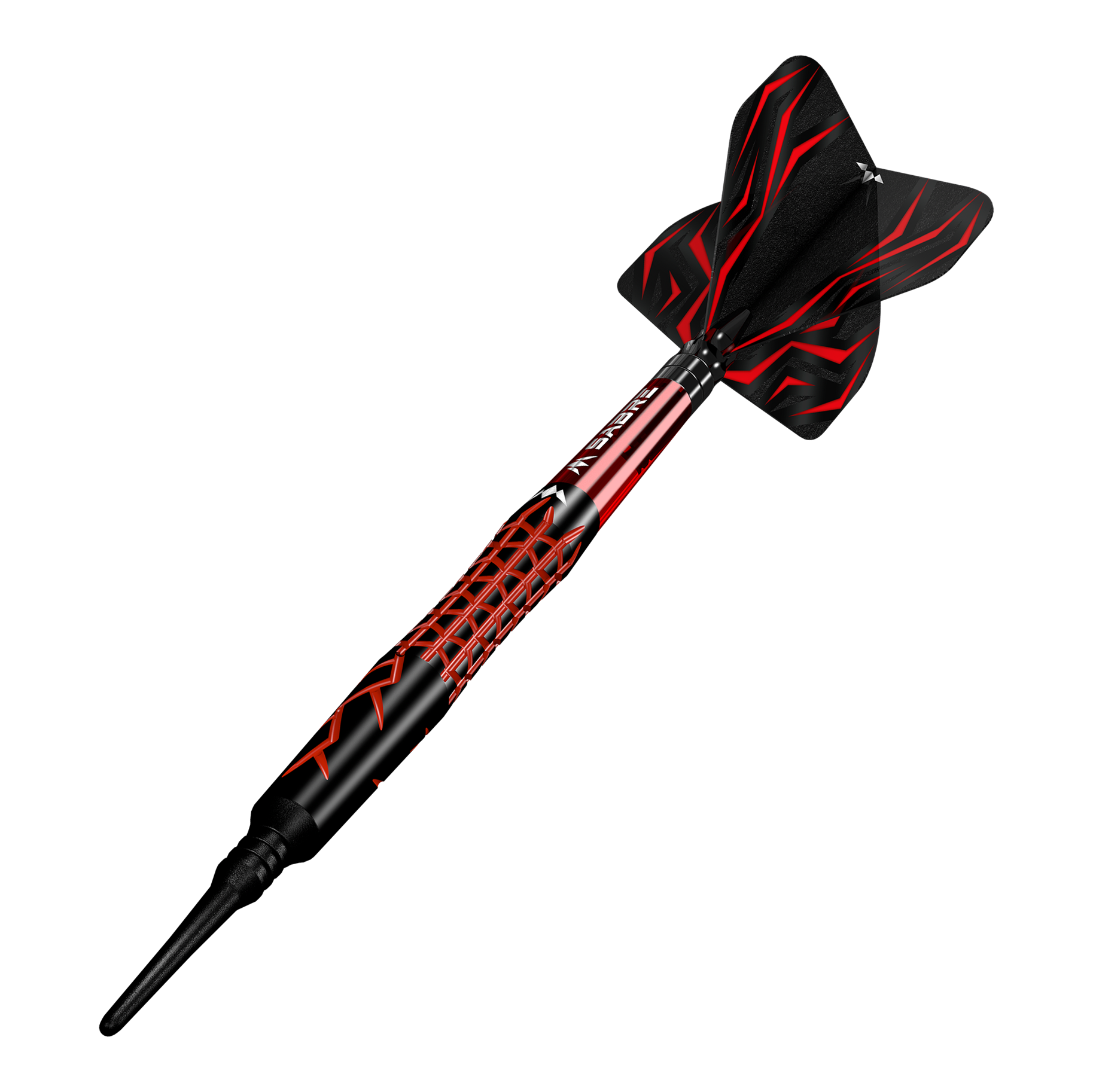 Mission Lava Softdarts - 20g Das Bild zeigt einen Mission Lava Softdart mit einem Gewicht von 20 Gramm. Der Dart ist in Schwarz und Rot gestaltet und hat ein modernes, auffälliges Design.