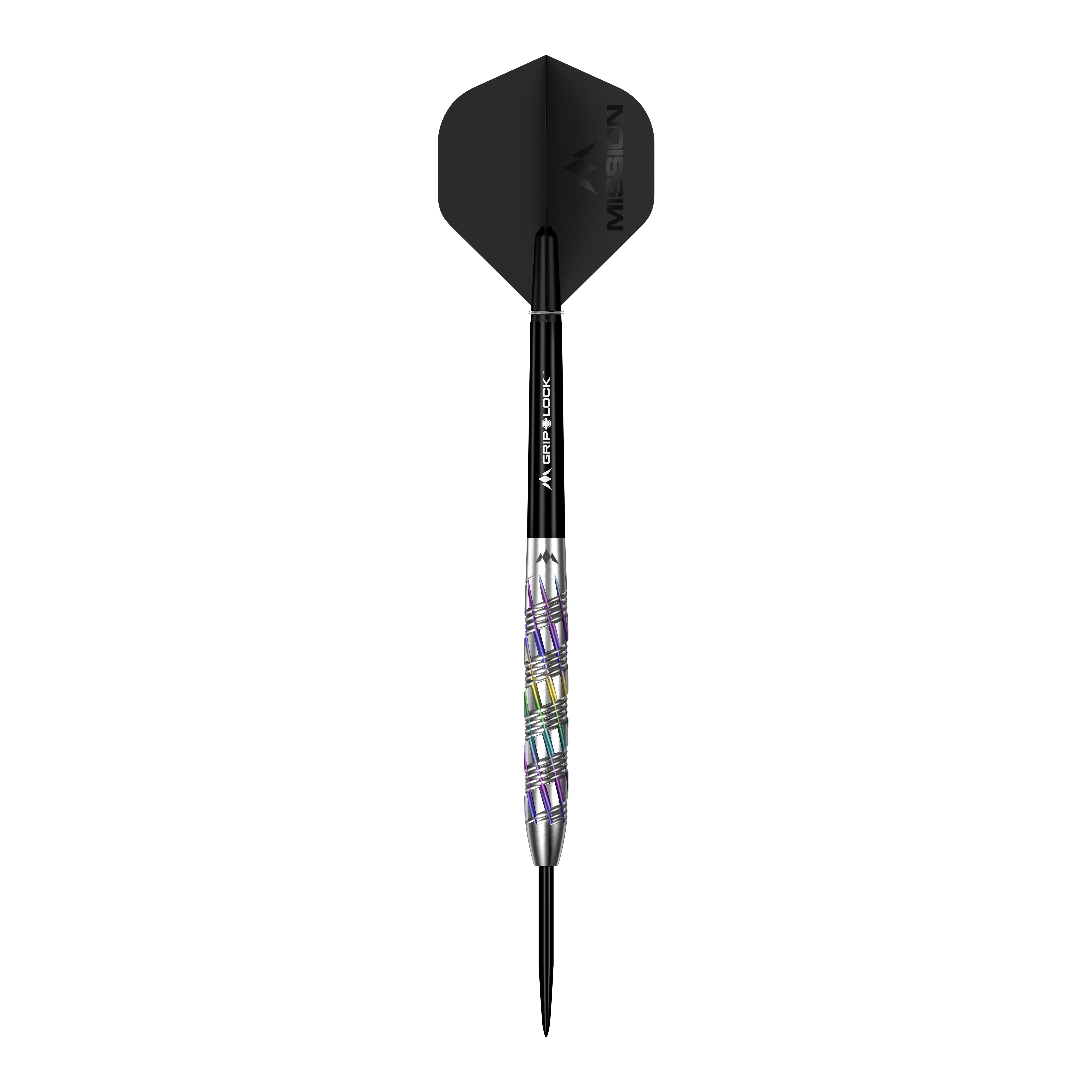 Mission Shuriken Steel Darts Mission Shuriken Steeldarts sind hochwertige Pfeile für das Dartspiel. Auf dem Bild sieht man einen einzelnen Mission Shuriken Steeldart.