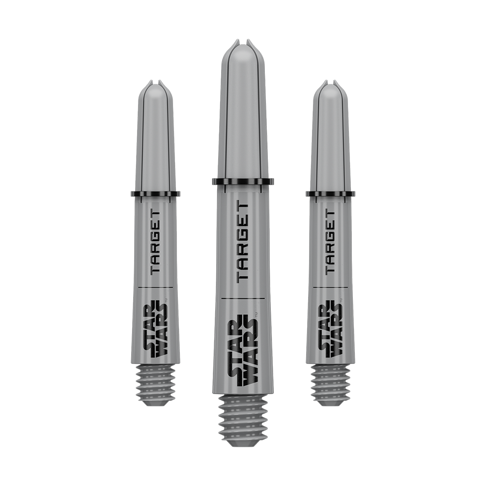 Target Star Wars ProGrip Shafts - Gray Das Bild zeigt vermutlich ein Set von Pro Grip Shafts in Grau, kurze Ausführung mit 34 mm Länge. Das Produkt ist wahrscheinlich aus der Star Wars Kollektion.