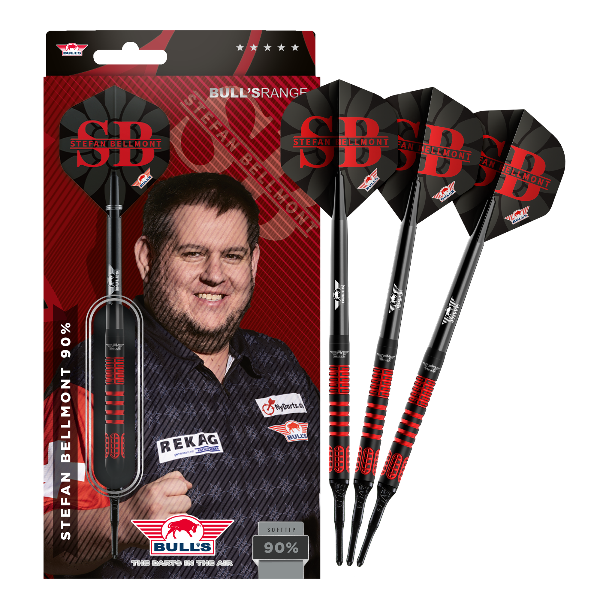 Bulls NL Stefan Bellmont 90 soft darts - 20g Auf dem Bild sind die Bulls NL Stefan Bellmont 90 Softdarts - 20g komplett zu sehen. Diese Darts bieten Präzision und gute Spielbarkeit.