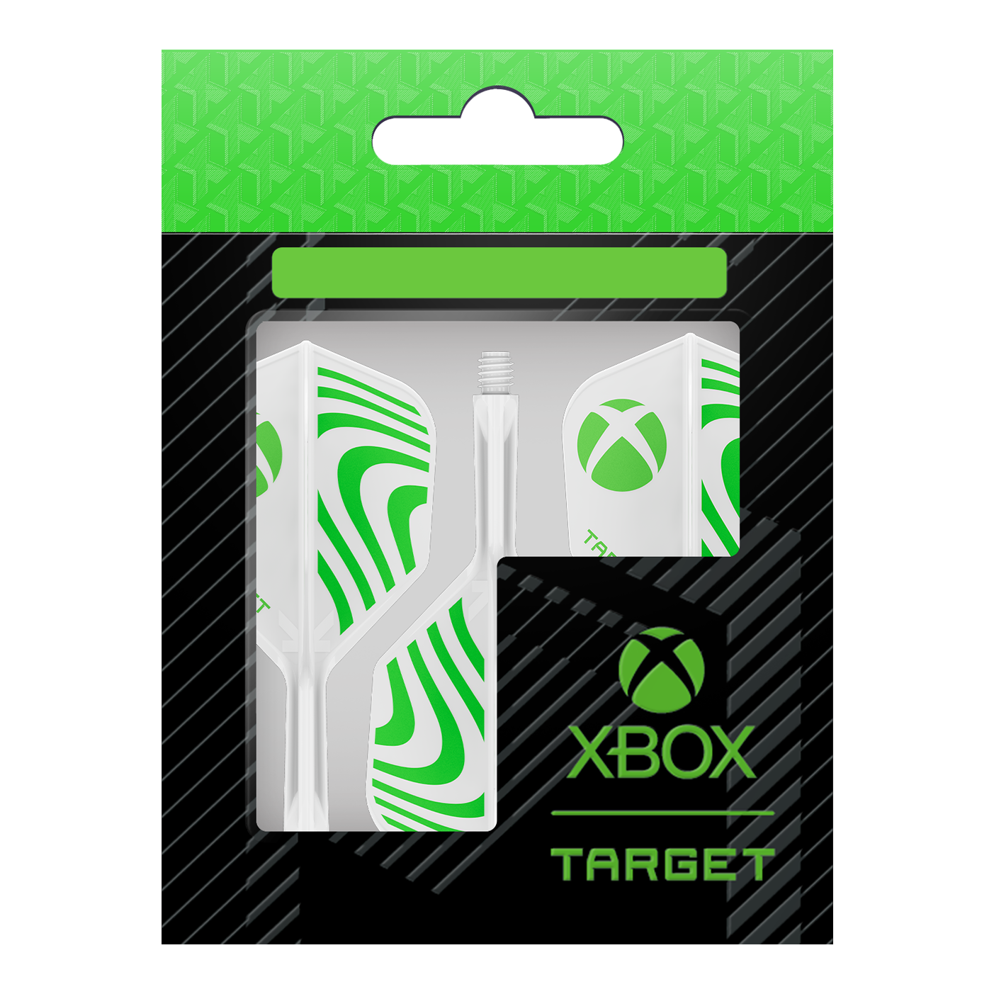 Das Bild zeigt die Target Xbox K-Flex No6 Flights - Weiß. Die Flights sind weiß und eignen sich für verschiedene Dartpfeile.